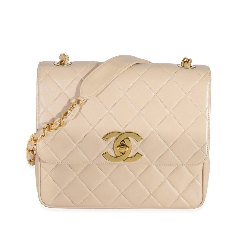 Chanel Vintage Beige Lambskin Jumbo 24k CC Square Flap Bag – LuxuryPromise
