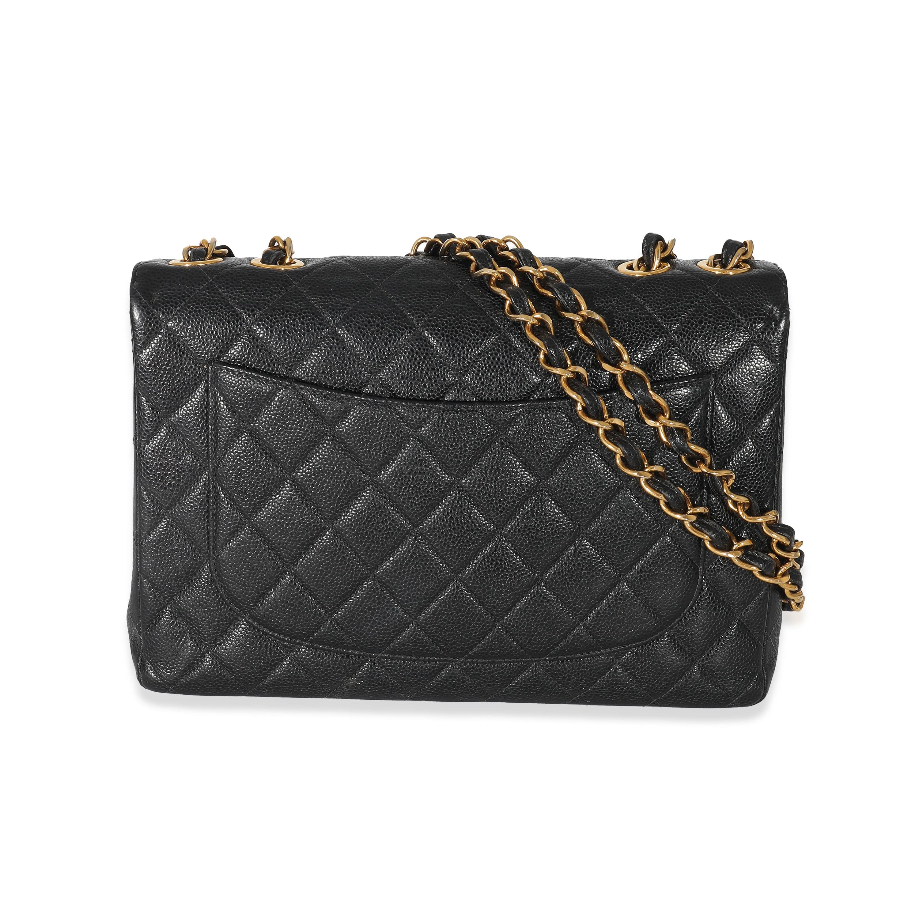 Chanel Chanel Vintage Black Quilted Caviar Jumbo Single Flap Bag