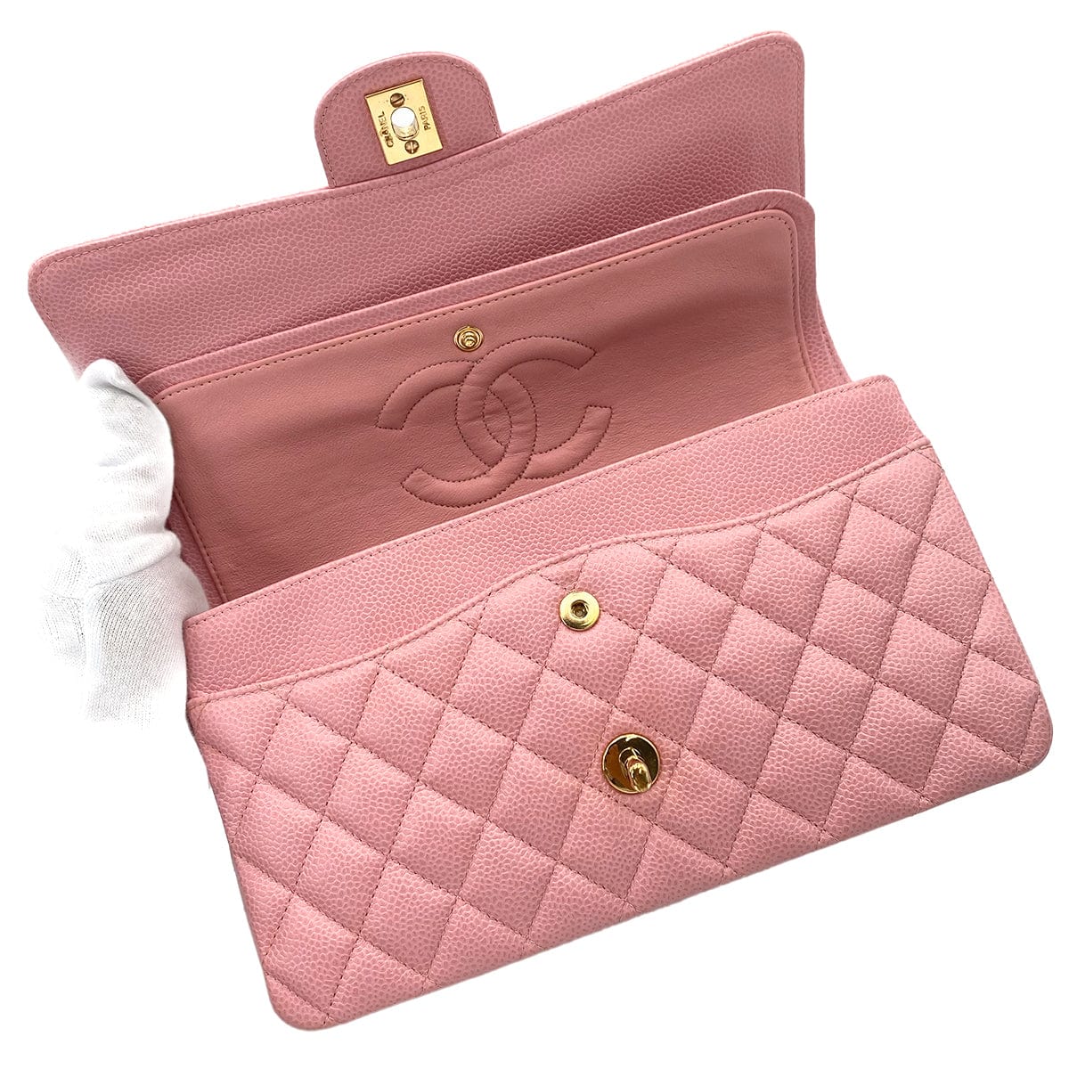 CHANEL Chanel Vintage Classic Flap Medium Pink Caviar GHW #9 90243301