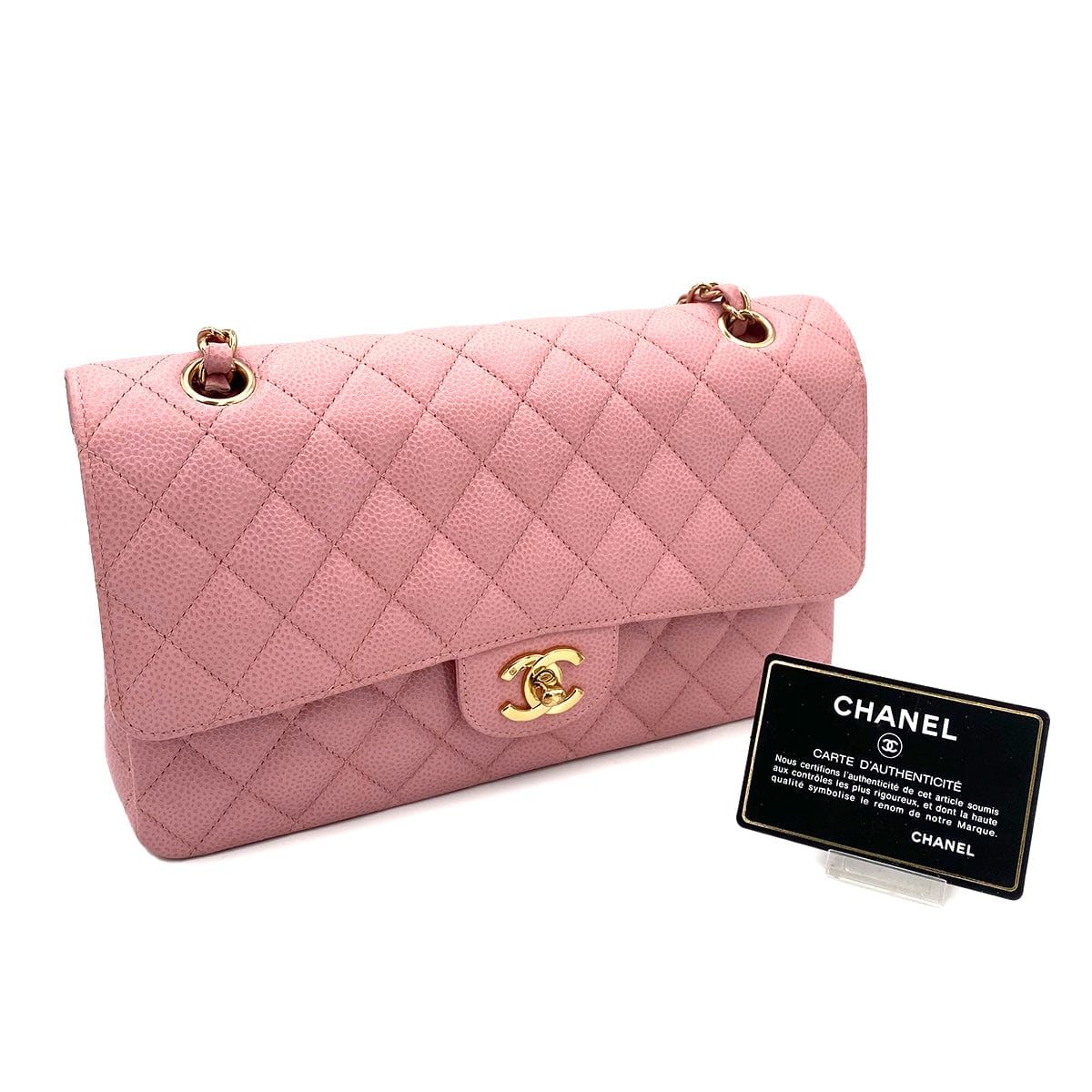 CHANEL Chanel Vintage Classic Flap Medium Pink Caviar GHW #9 90243301