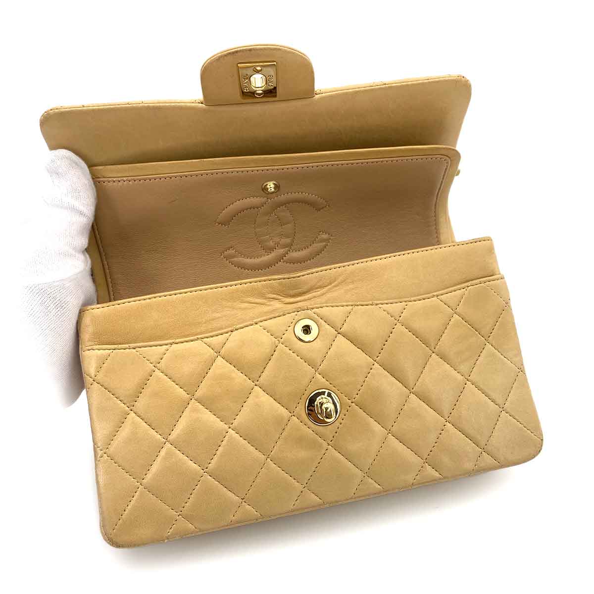 Chanel Chanel Vintage Classic Flap Small Beige Lambskin GHW #6 90243257