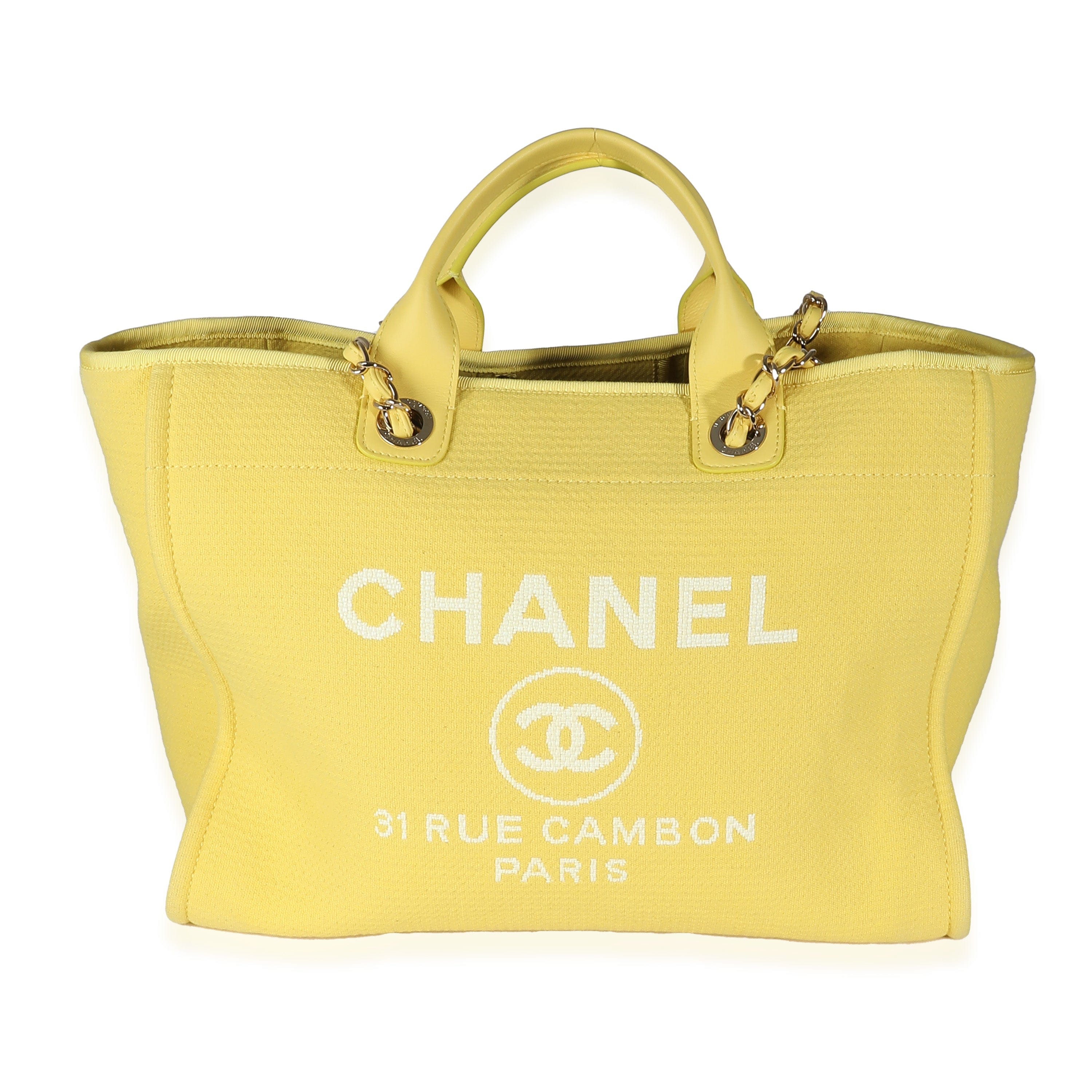Chanel Chanel Yellow Mixed Fibers Medium Deauville Tote