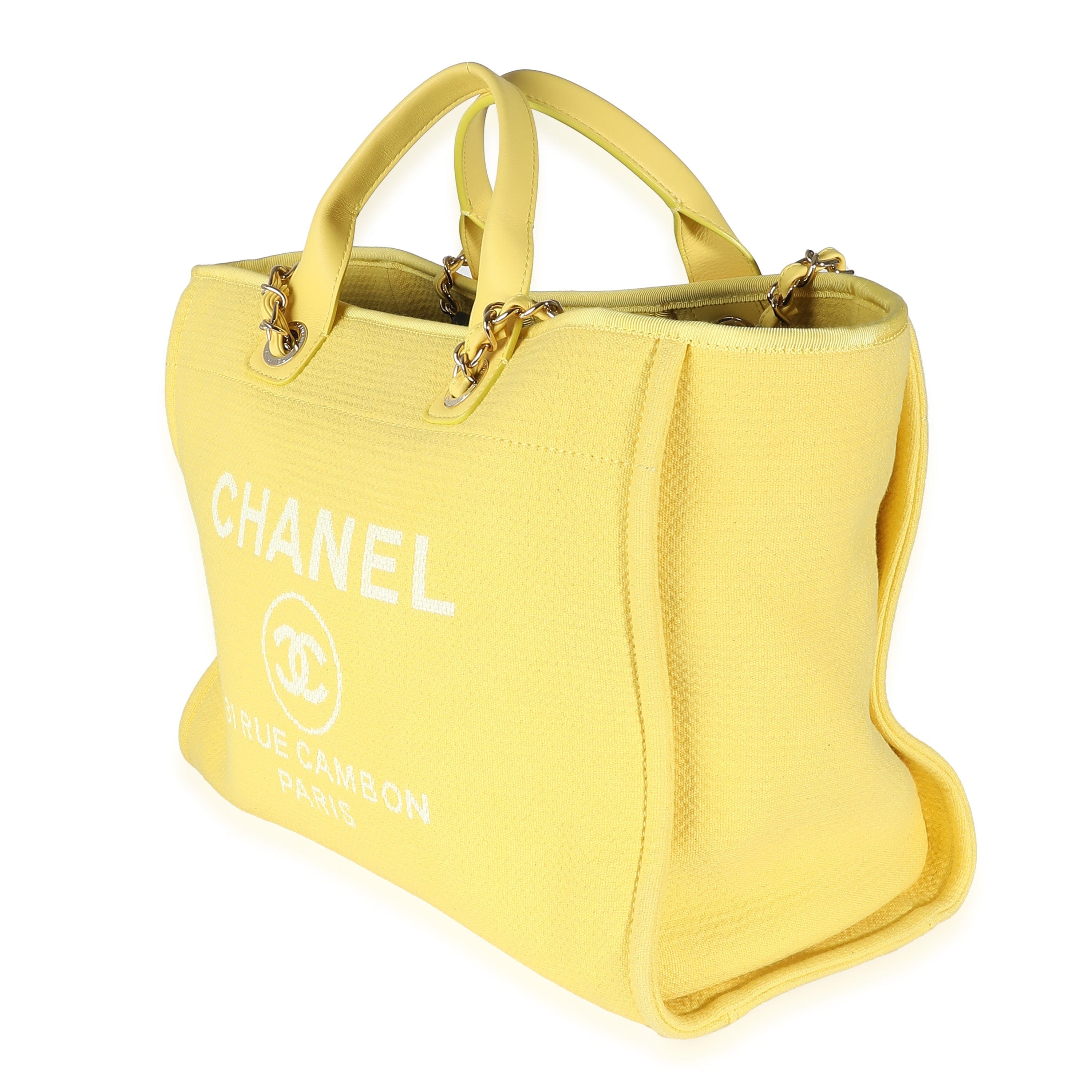 Chanel Chanel Yellow Mixed Fibers Medium Deauville Tote