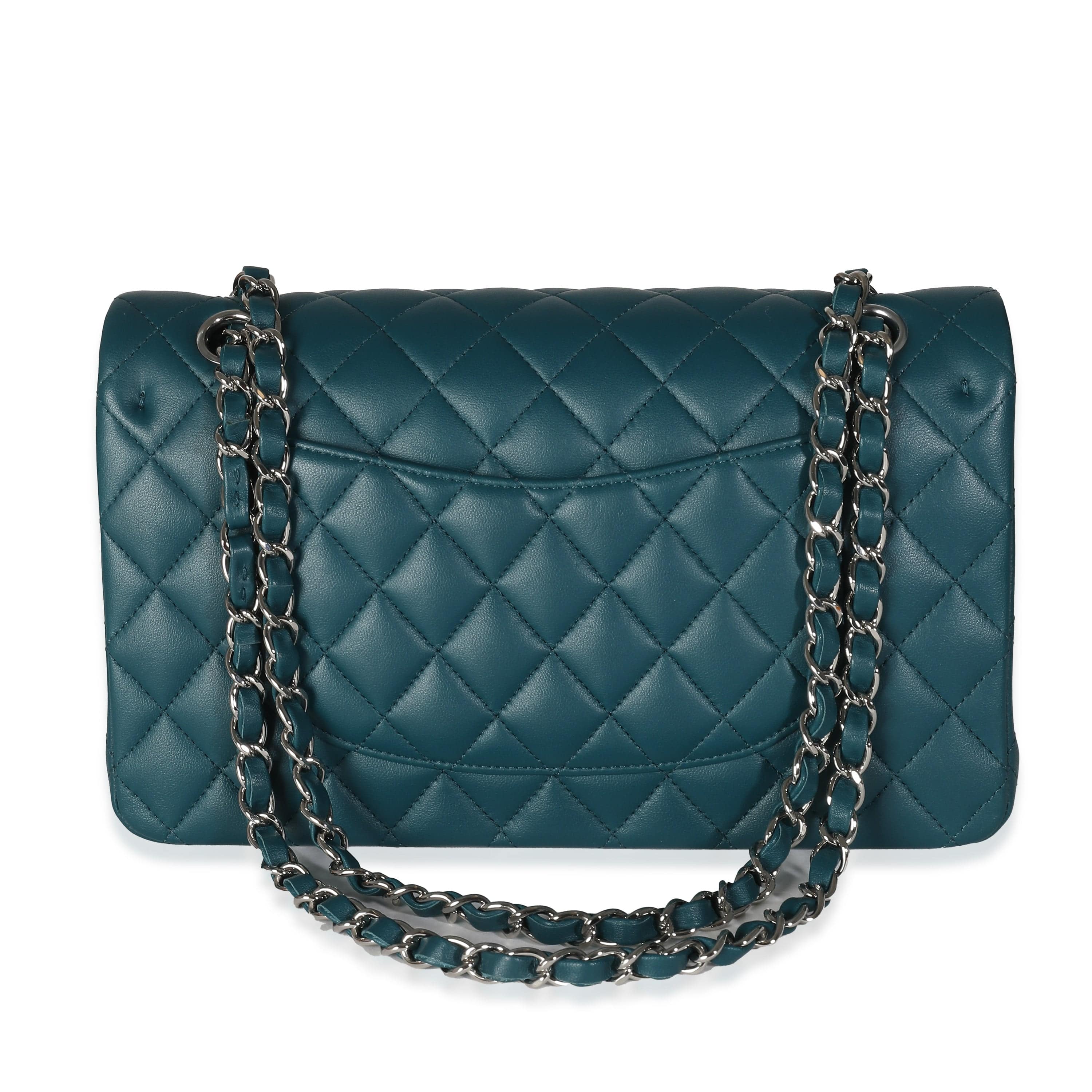 Chanel Dark Turquoise Quilted Lambskin Medium Classic Double Flap Bag