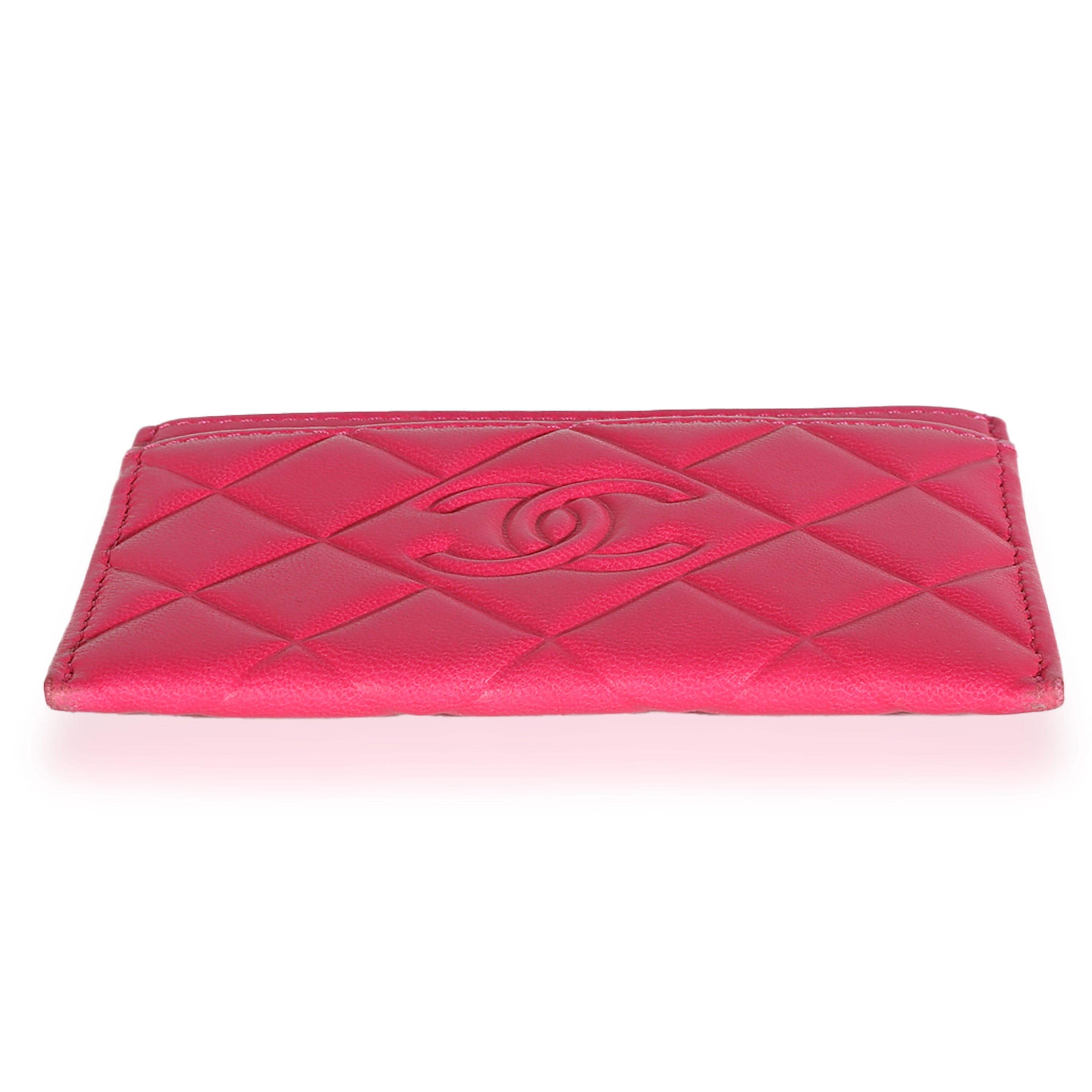 Chanel Pink Quilted Lambskin CC Diamond Stitch Card Case