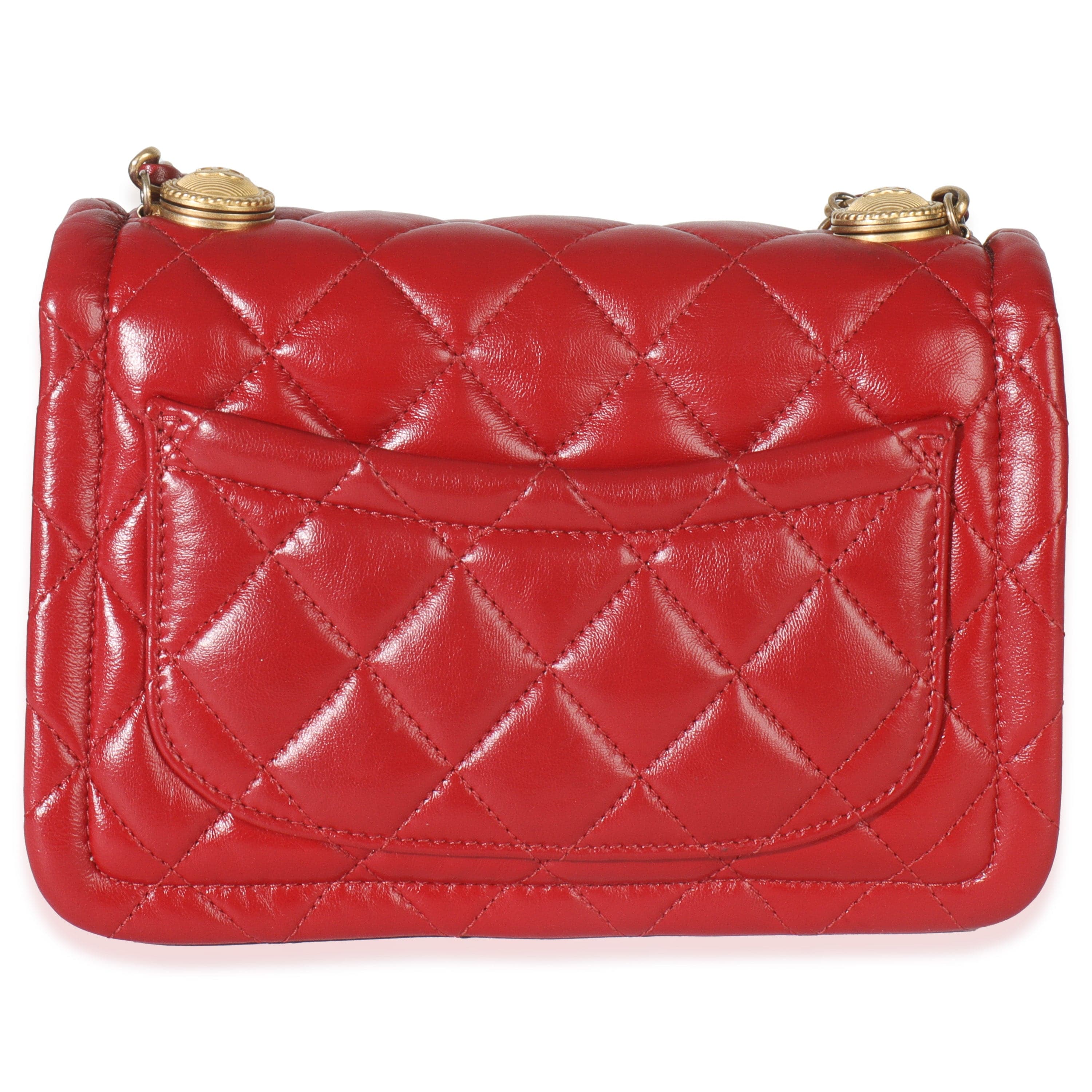 Chanel Red Quilted Puffy Calfskin Small Twist Your Buttons Flap Bag