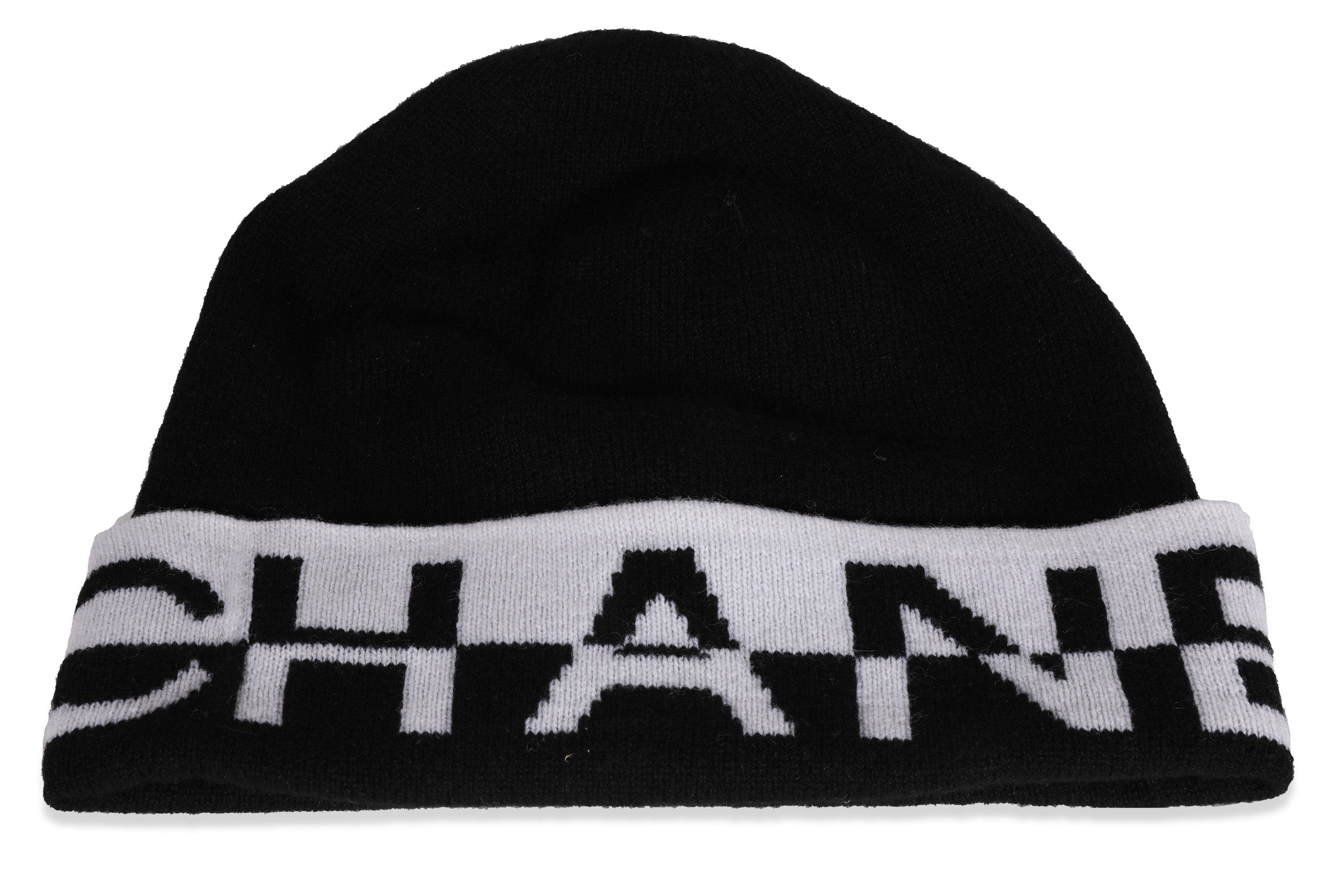 Chanel Chanel Black and White Logo Cashmere Beanie