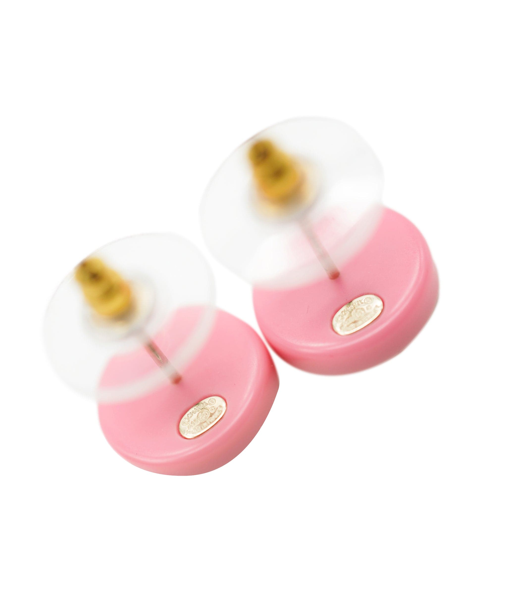 Chanel Chanel CC pink resin stud earrings with box AJL0181