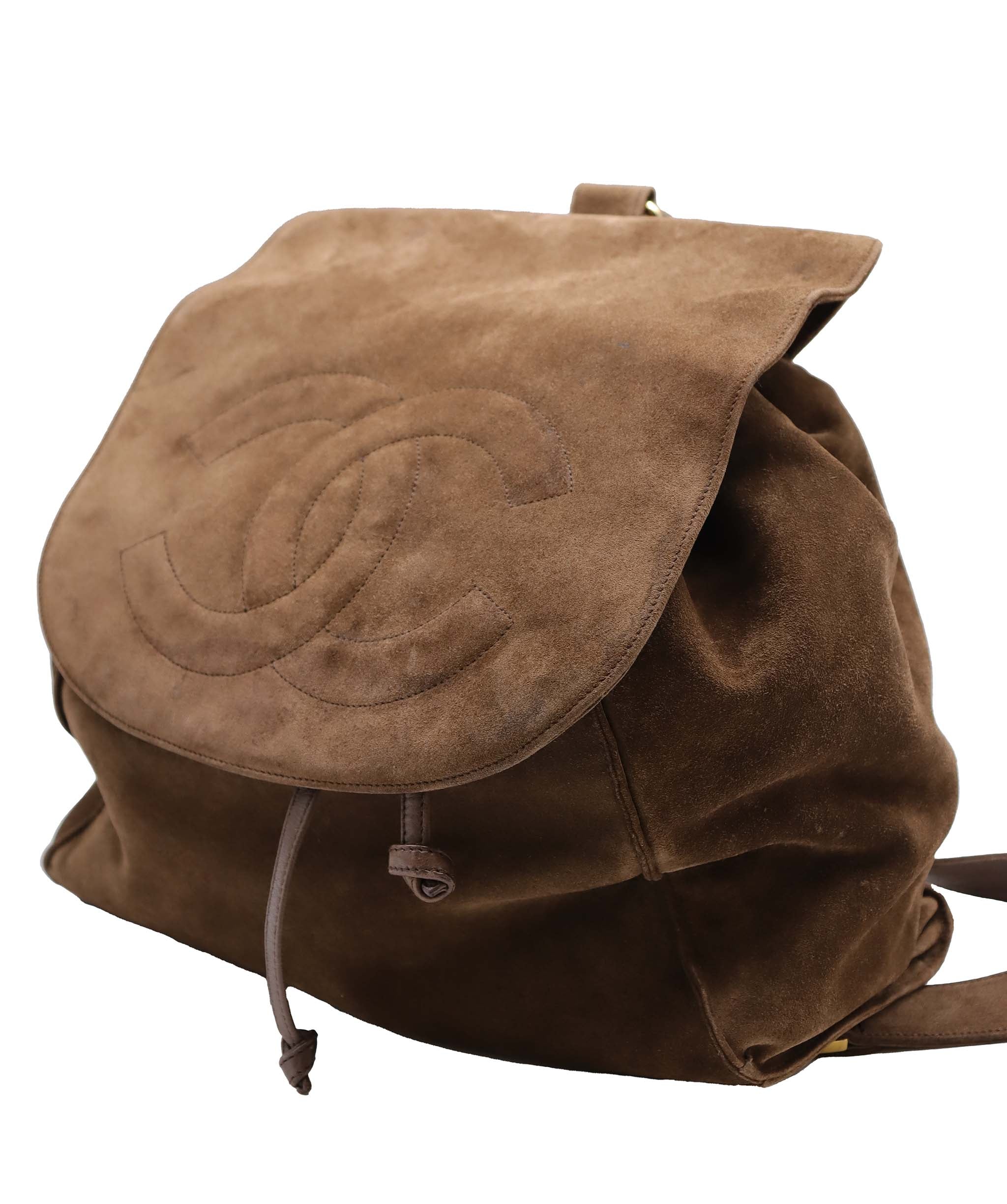 Chanel Chanel CC Suede Backpack Brown DXBS6053
