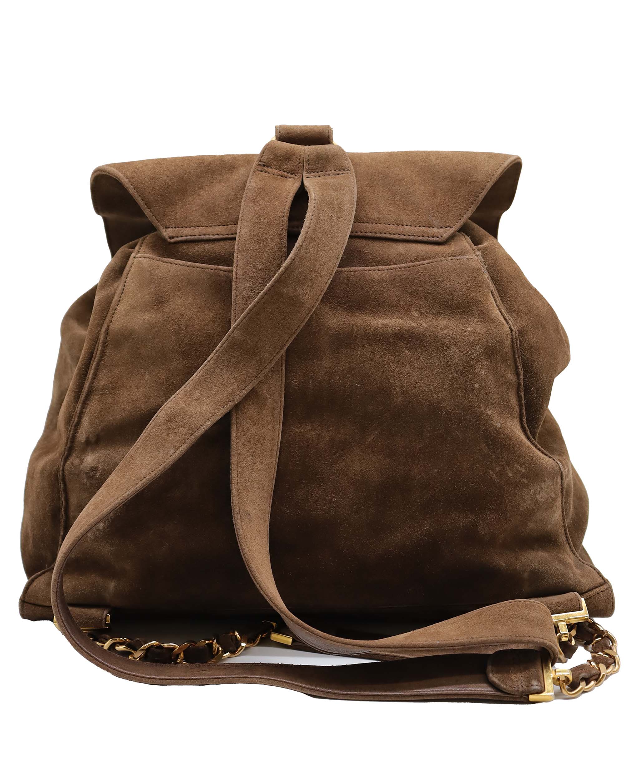 Chanel Chanel CC Suede Backpack Brown DXBS6053