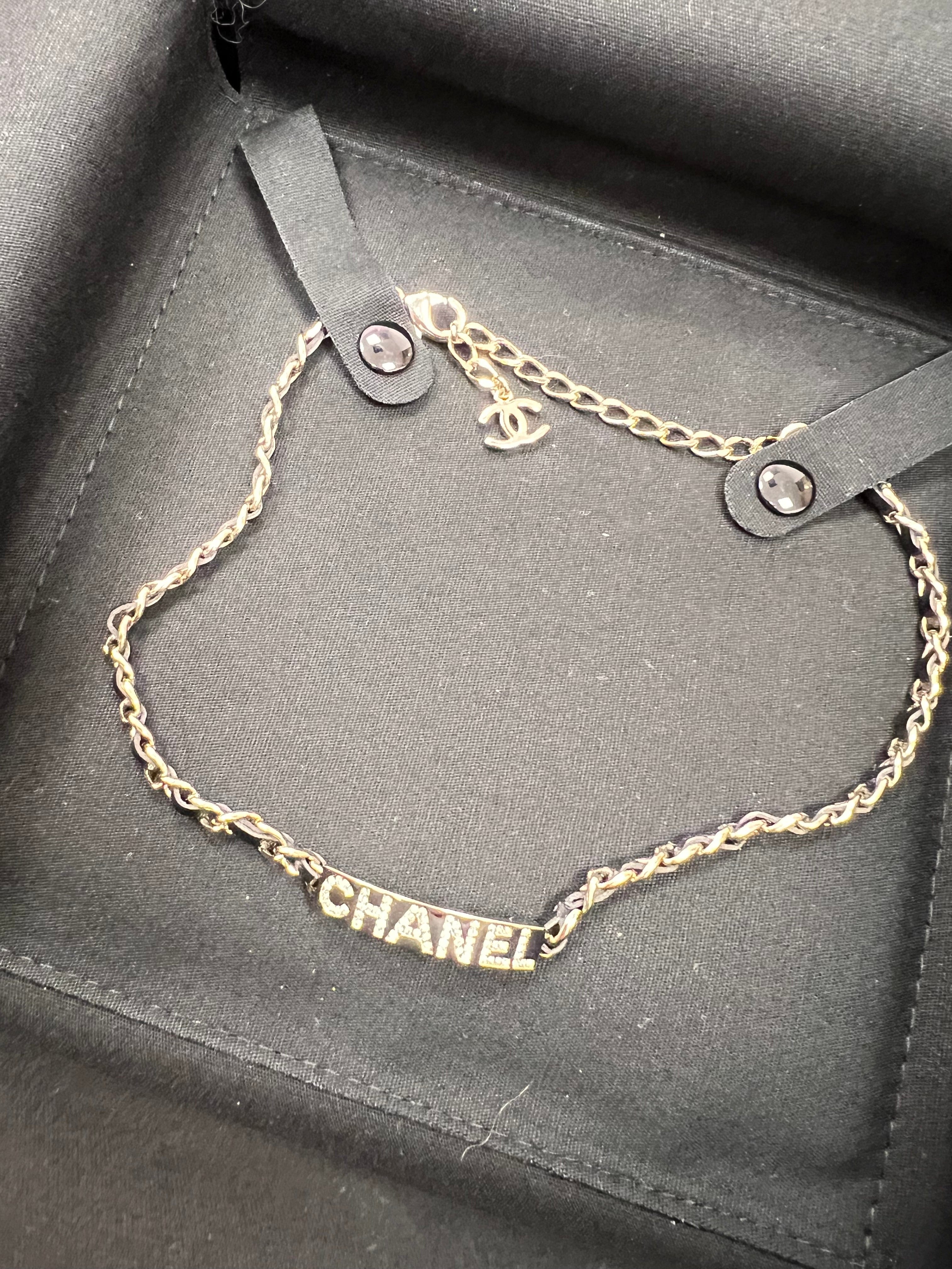 Chanel Chanel Crystal Tag Choker GHW SYC1189