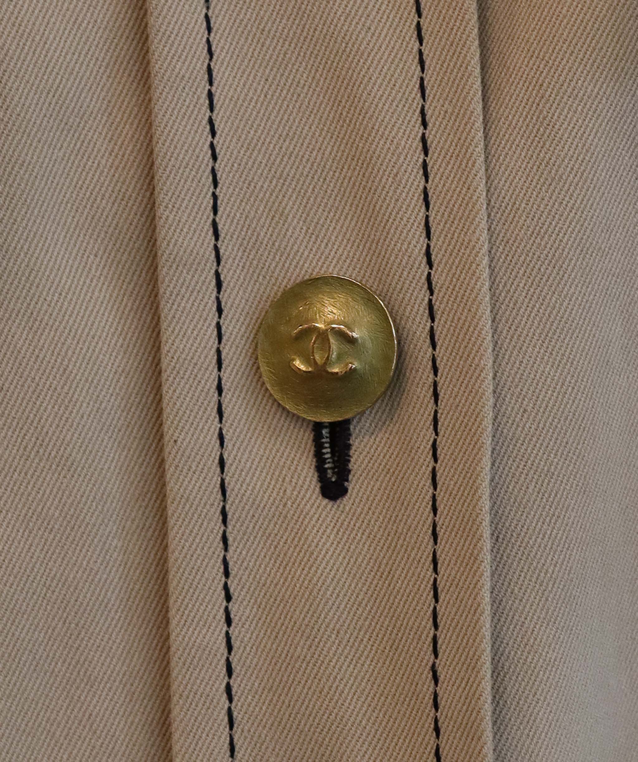 Chanel Chanel Gold Button Denim shirt Beige  DXBS6056