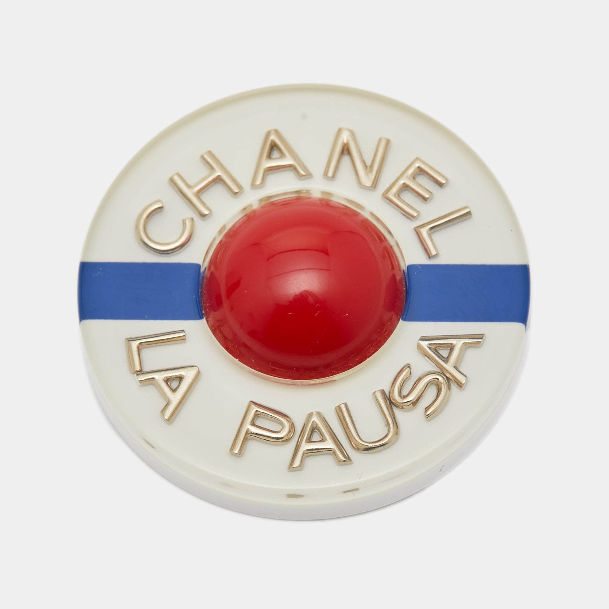 Chanel Chanel La Pausa Platic Resin Gold Tone Brooch ASCLC2414