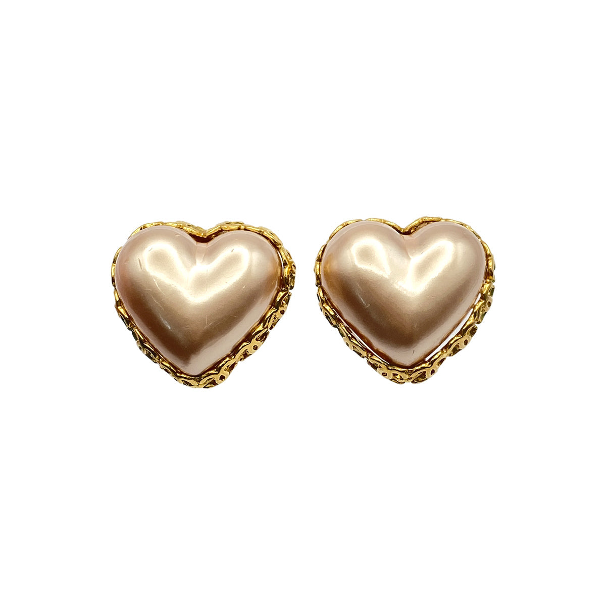 Chanel CHANEL VINTAGE EARRINGS COCOMARK HEART FAUX PEARL ACCESSORY 28 90269934
