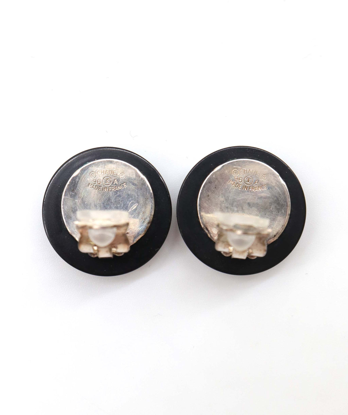 Chanel Vintage Black CC Diamante Earrings DXBK0371