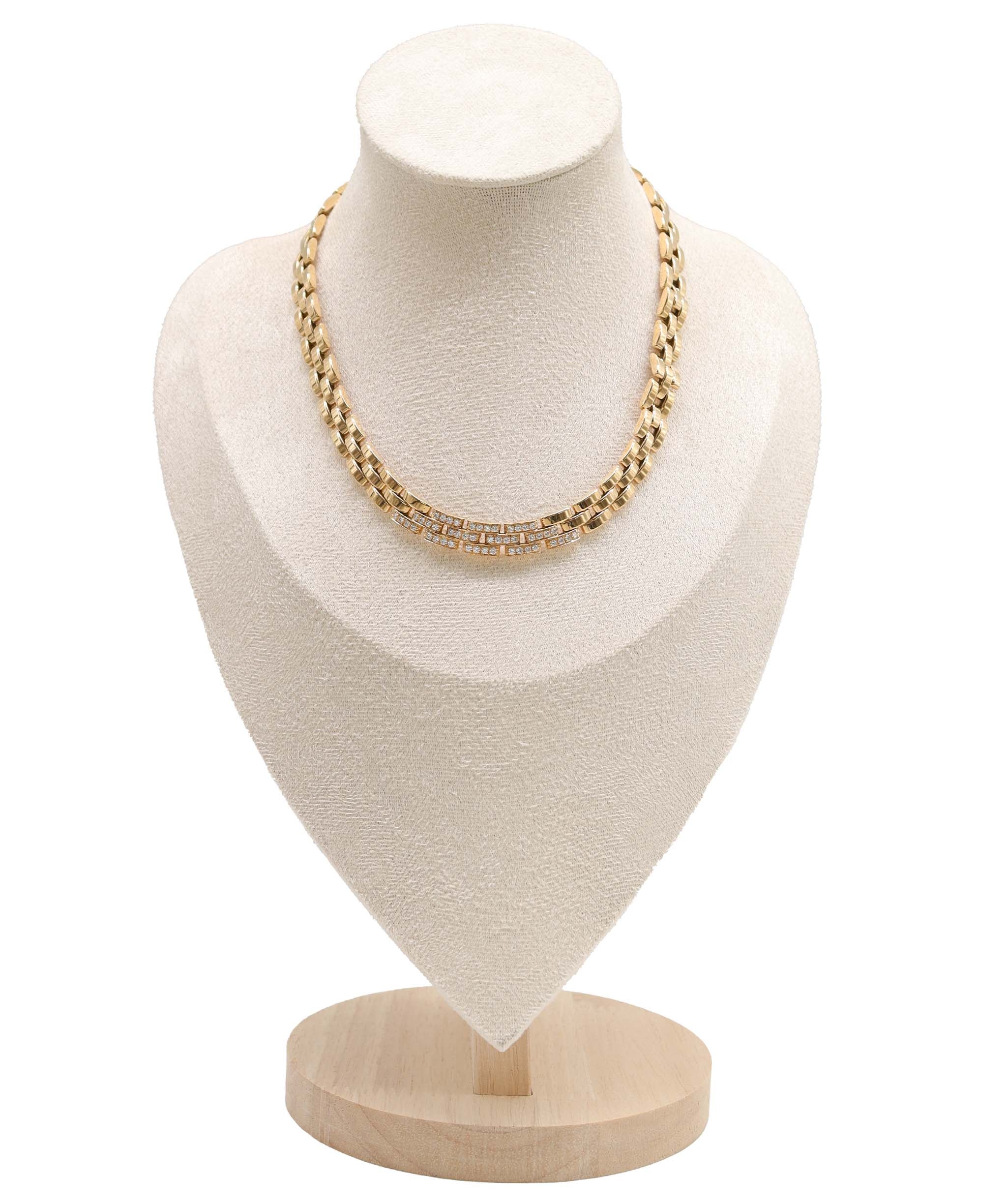 Chanel Vintage Cartier Maillon Panthère Diamond Necklace 40cm 18K YG DXBS2270