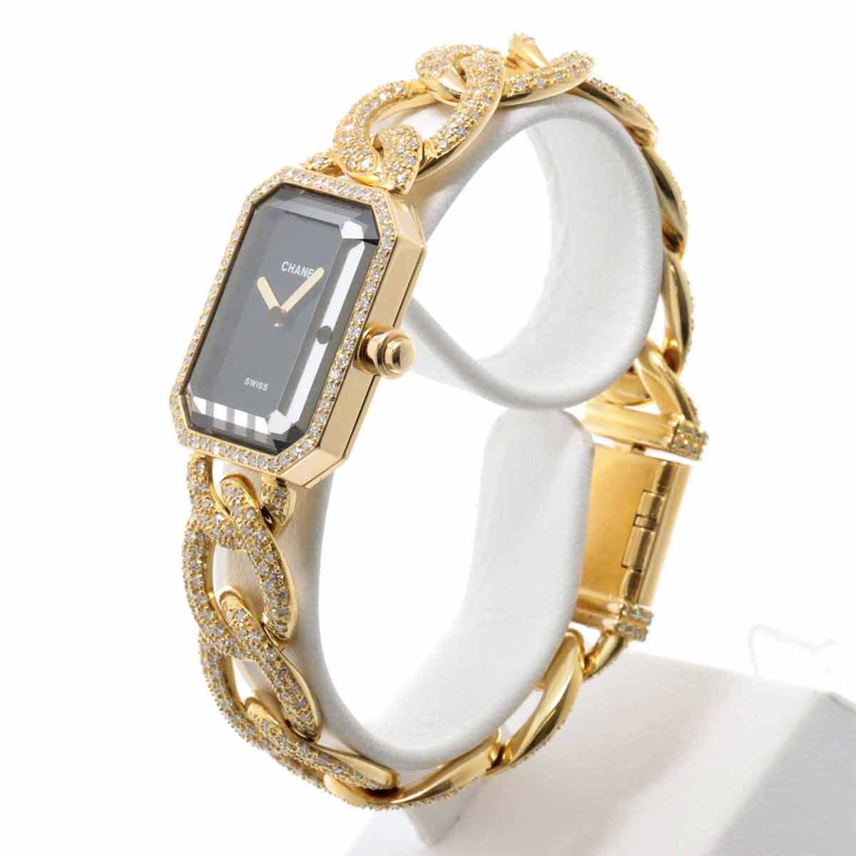 CHANEL CHANEL Premiere L H0114 Bezel Diamond 750 YG Quartz Black Dial Ladies 90257505