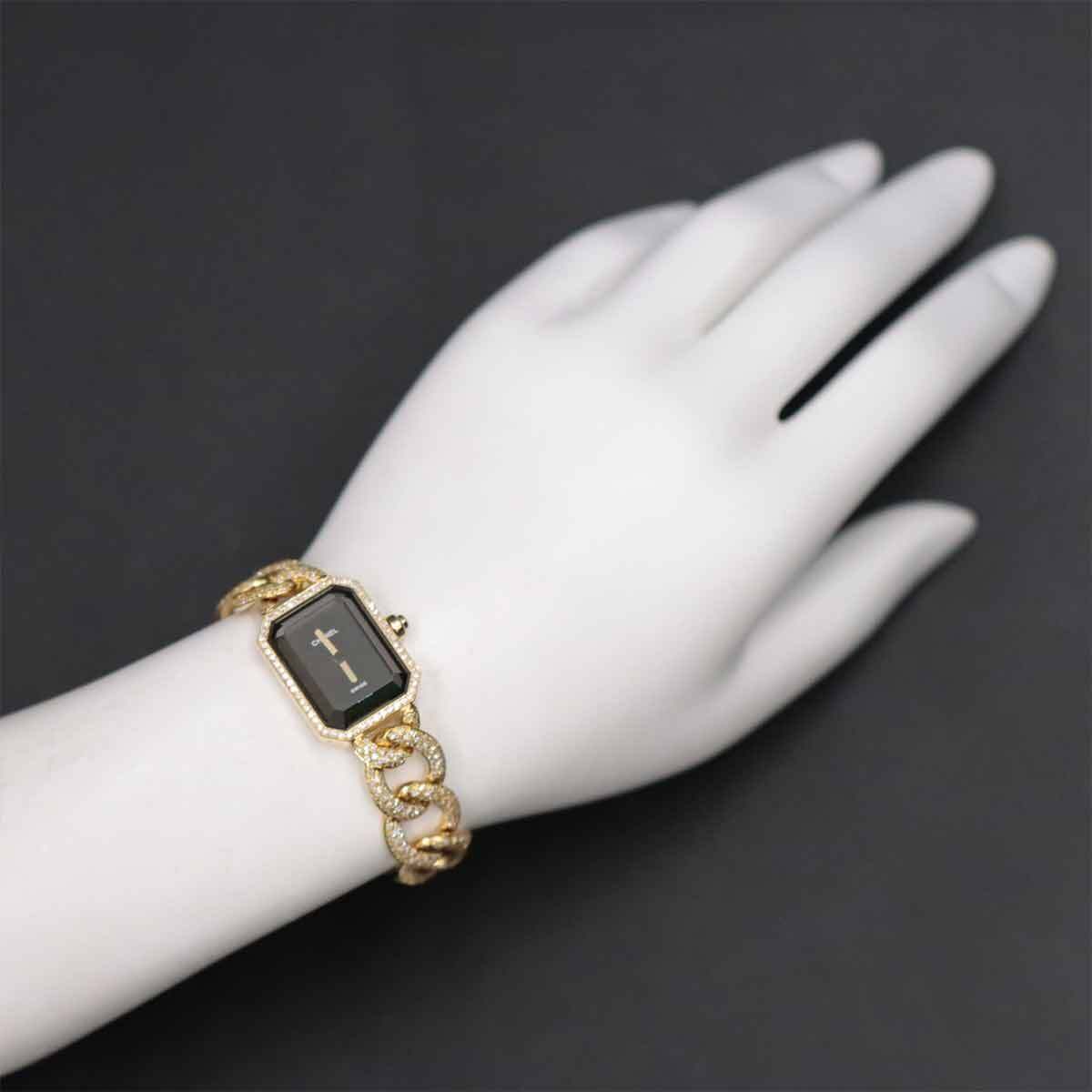 CHANEL CHANEL Premiere L H0114 Bezel Diamond 750 YG Quartz Black Dial Ladies 90257505