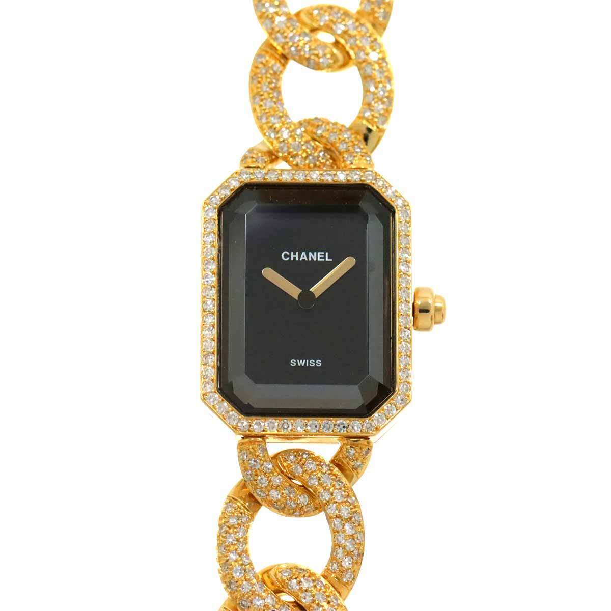 CHANEL CHANEL Premiere L H0114 Bezel Diamond 750 YG Quartz Black Dial Ladies 90257505