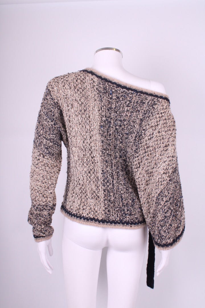 Chanel Chanel Boucle Tie Waist Jumper Beige/ Navy 8