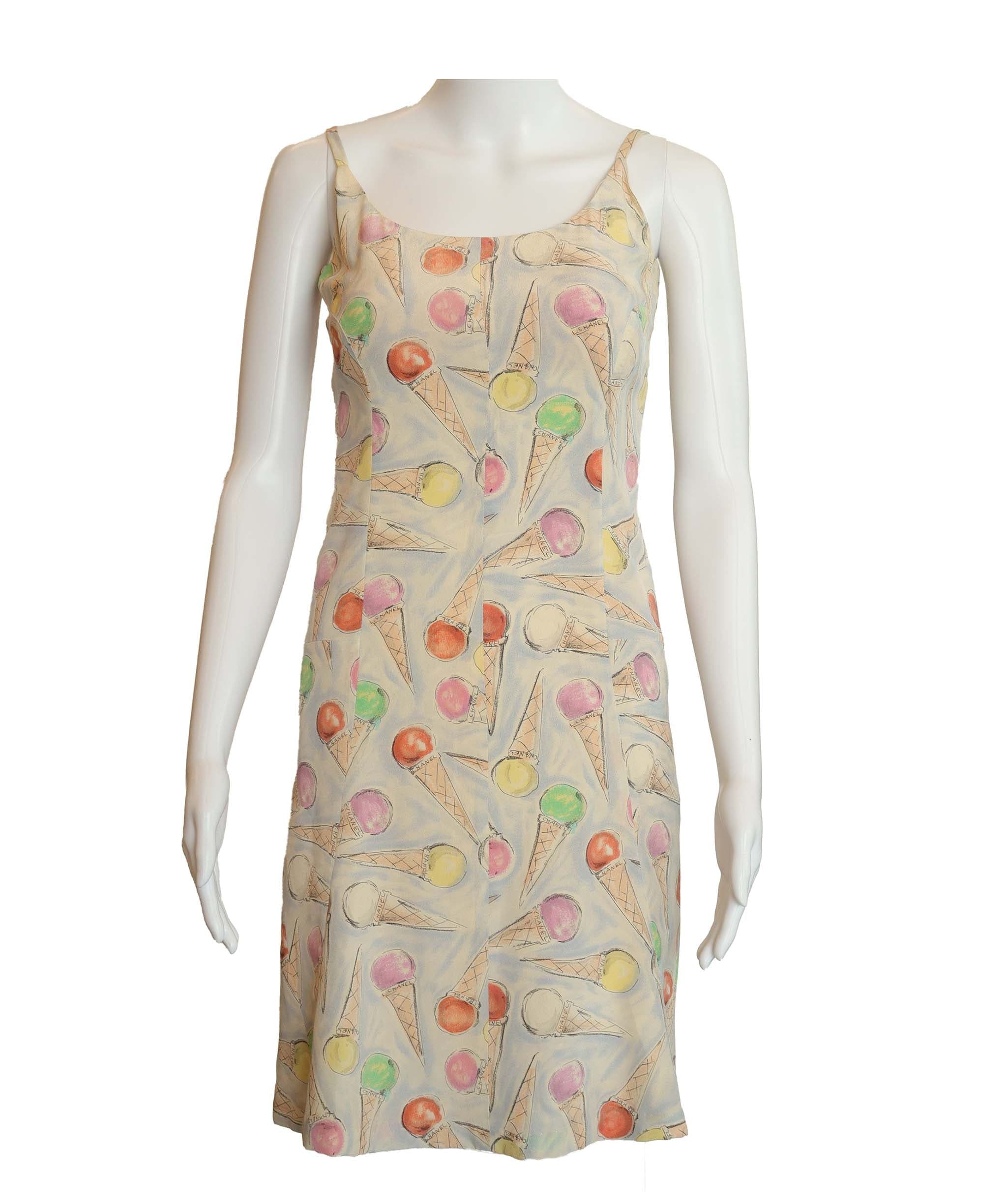 Chanel Multicolor Ice Cream Print Camisole Dress Blue Chanel Multi Ice Cream Print Camisole Dress Blue color