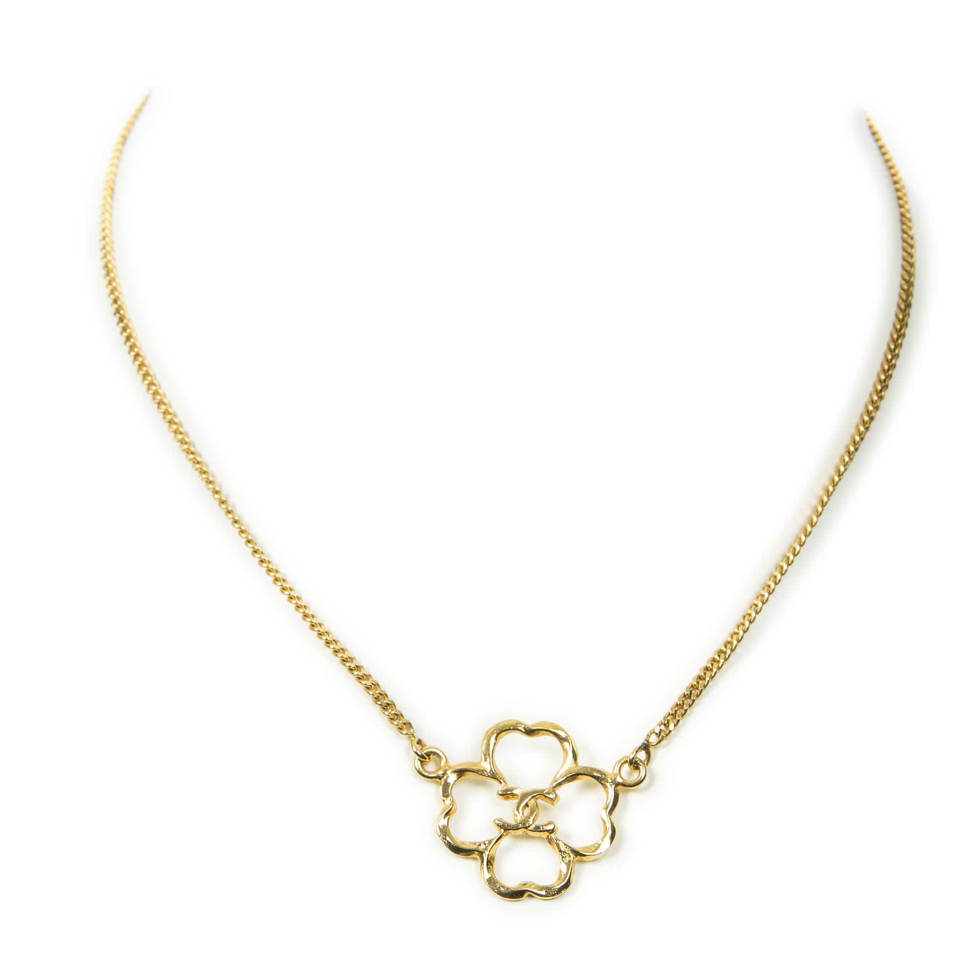 Chanel Chanel Gold Stainless Steel without Nickel CC Four Leaf Clover Necklace ALTC0764