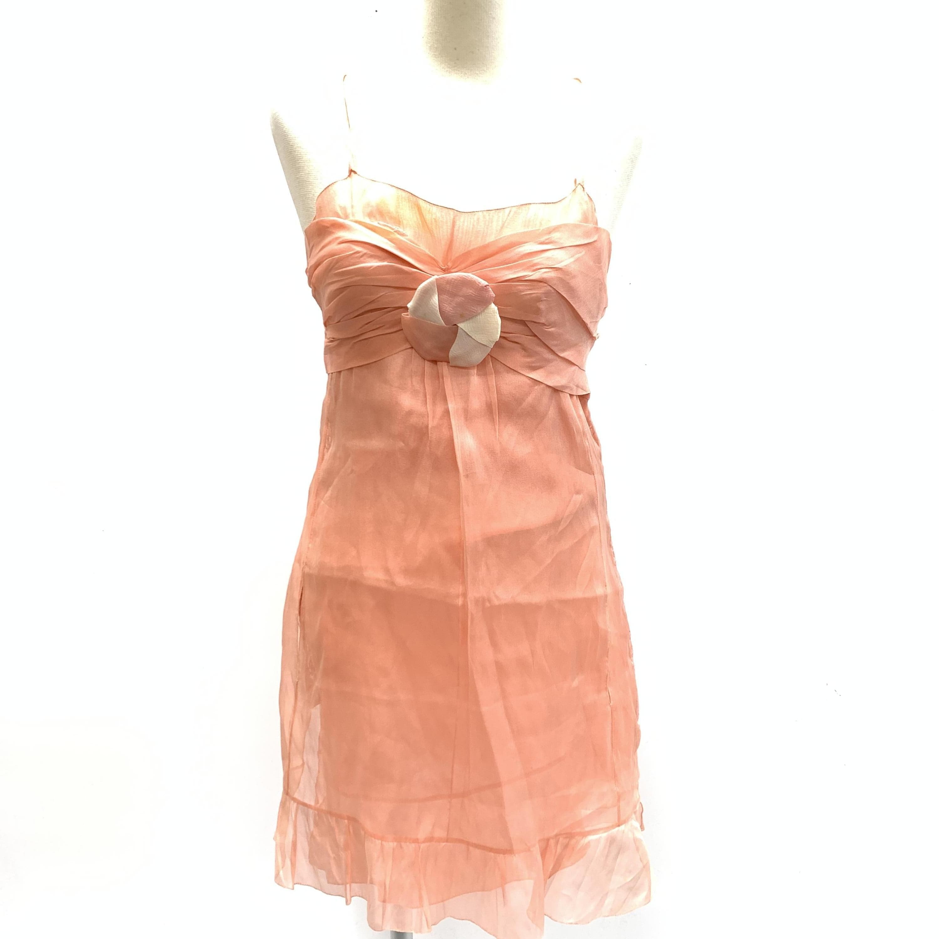 Chanel Chanel Baby Pink Silk Mini Dress With Rose C327737