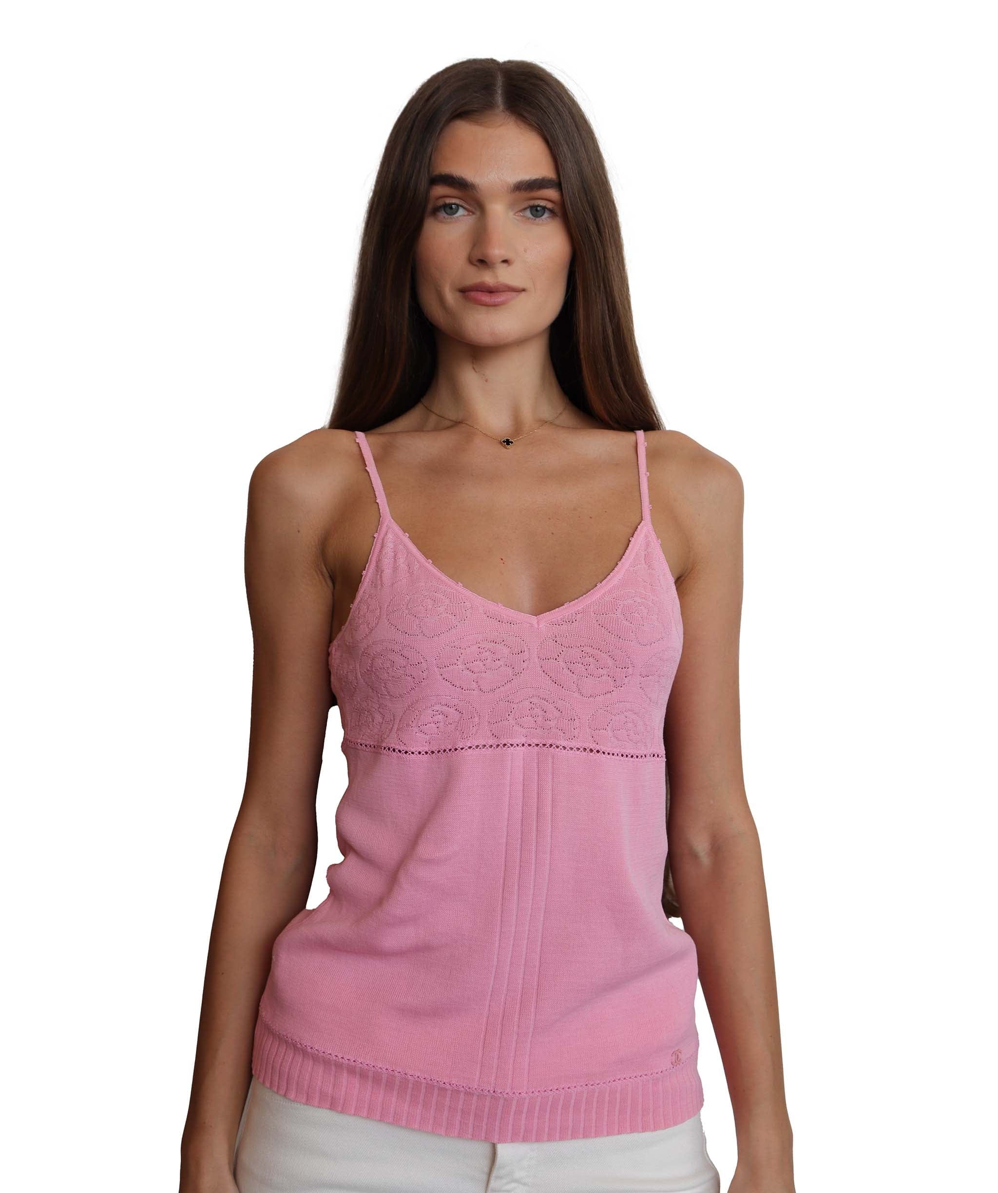 Chanel Chanel Camellia Knit Camisole Pink DXBS1897