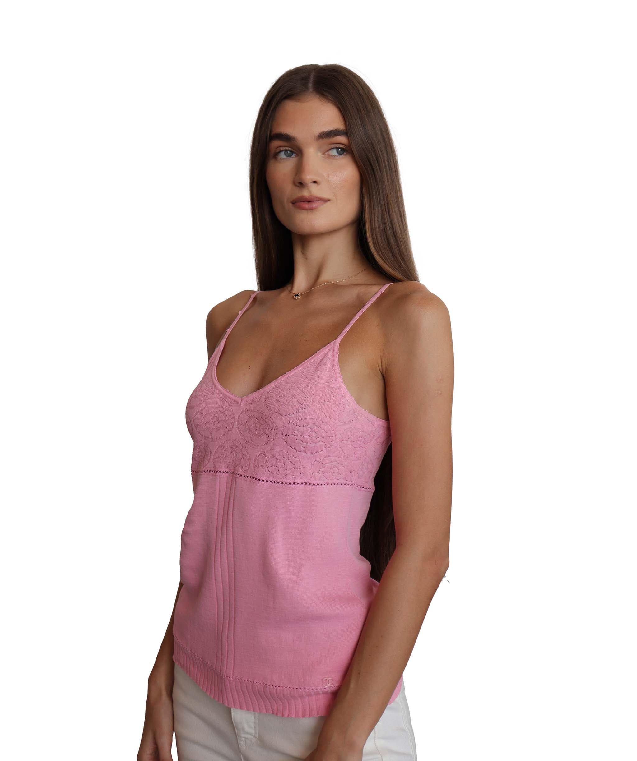 Chanel Chanel Camellia Knit Camisole Pink DXBS1897