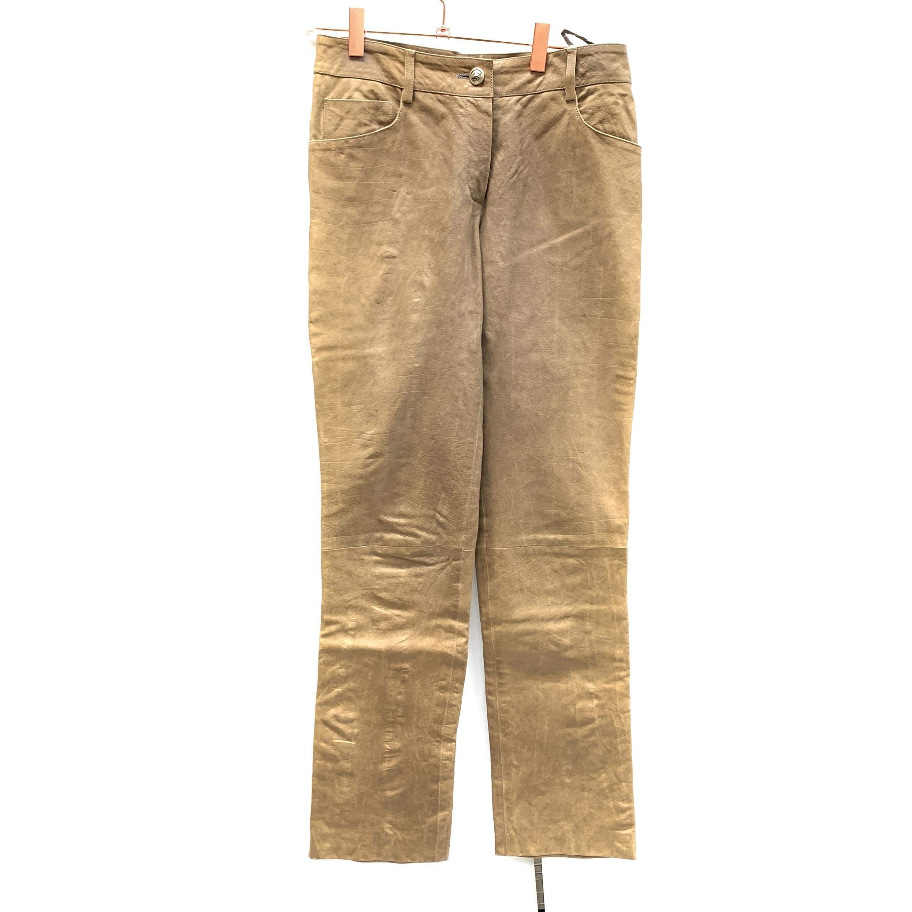 Chanel Chanel Light Brown Suede Trousers, Mid Rise C327733