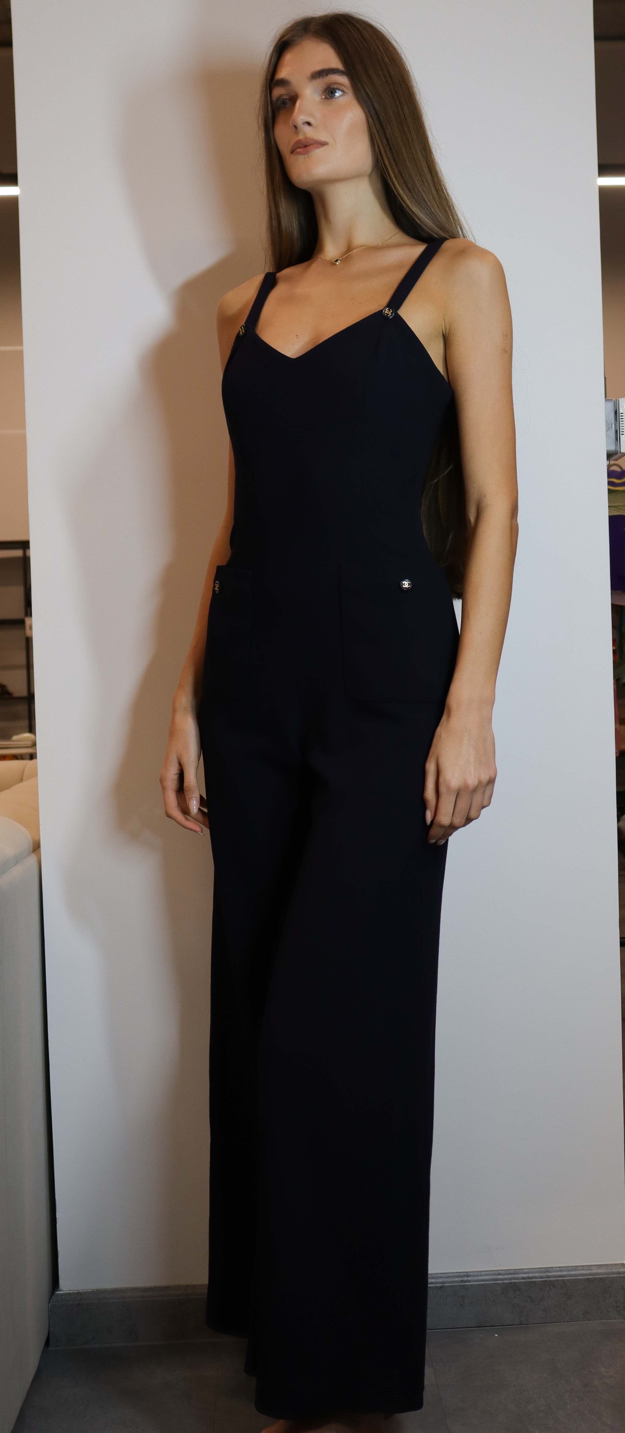 Chanel Chanel Logo Gold Button Jumpsuit NAvy DXBS1991
