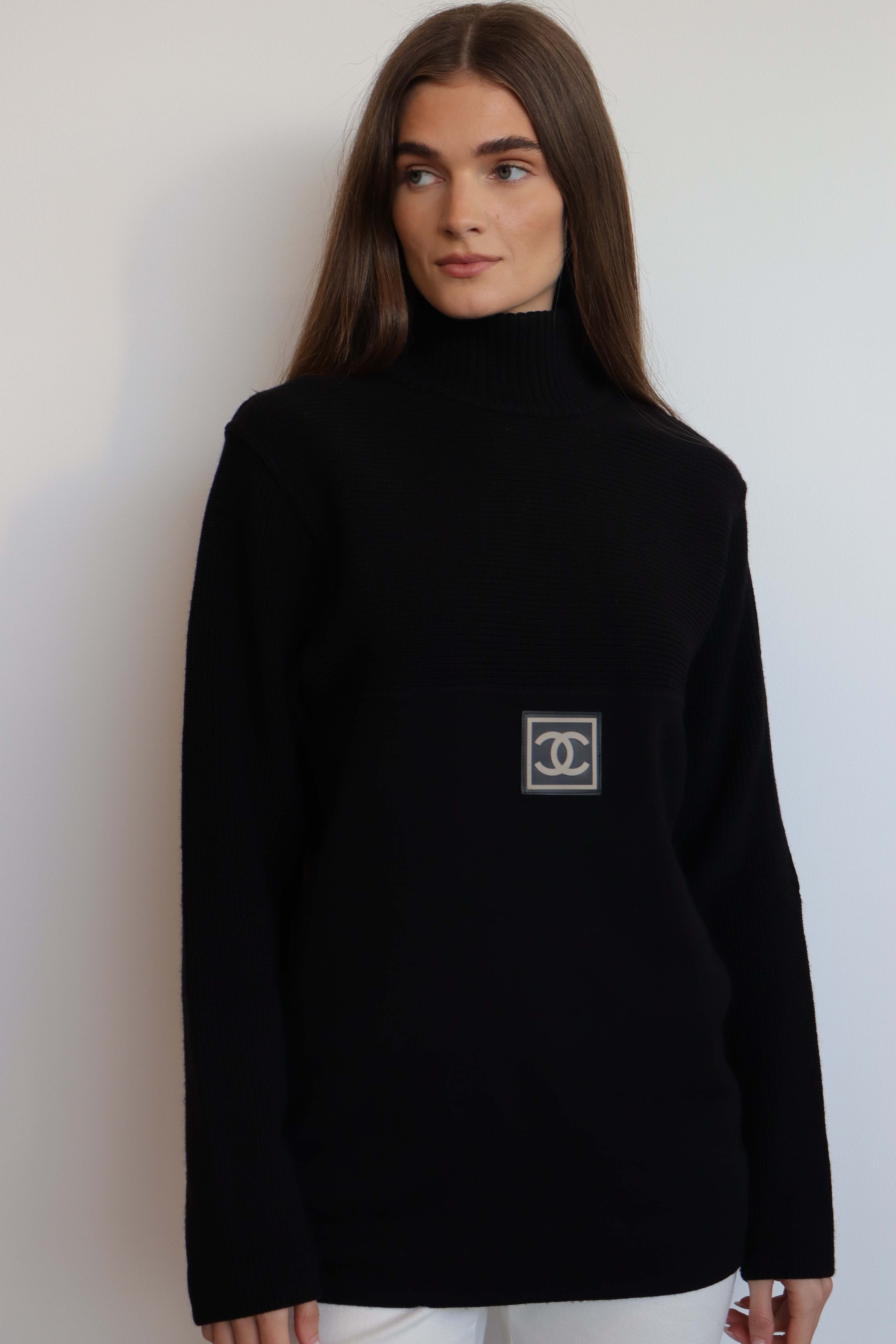 Chanel Chanel Sport Rib Slong Sleeve Knit Black DXBS1979