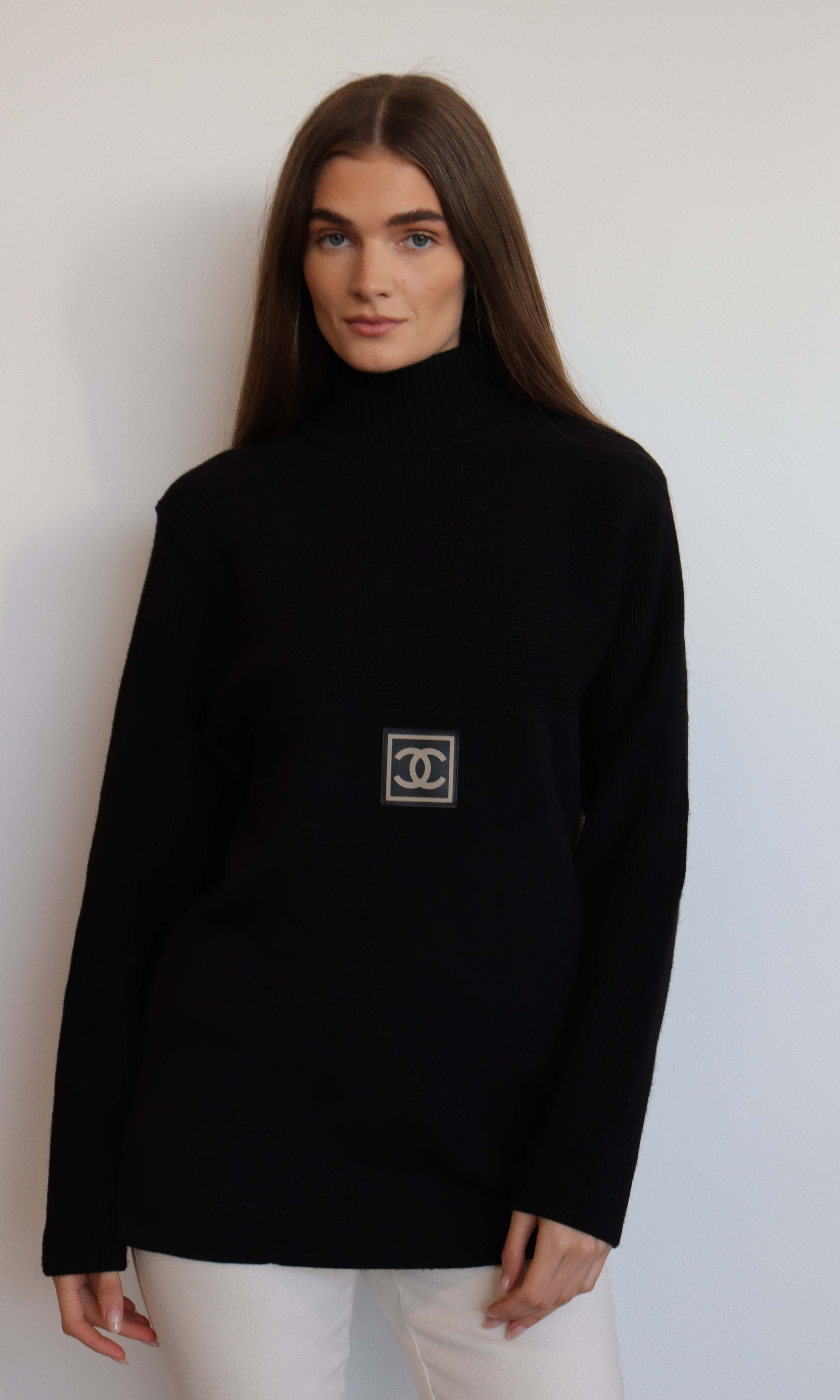 Chanel Chanel Sport Rib Slong Sleeve Knit Black DXBS1979