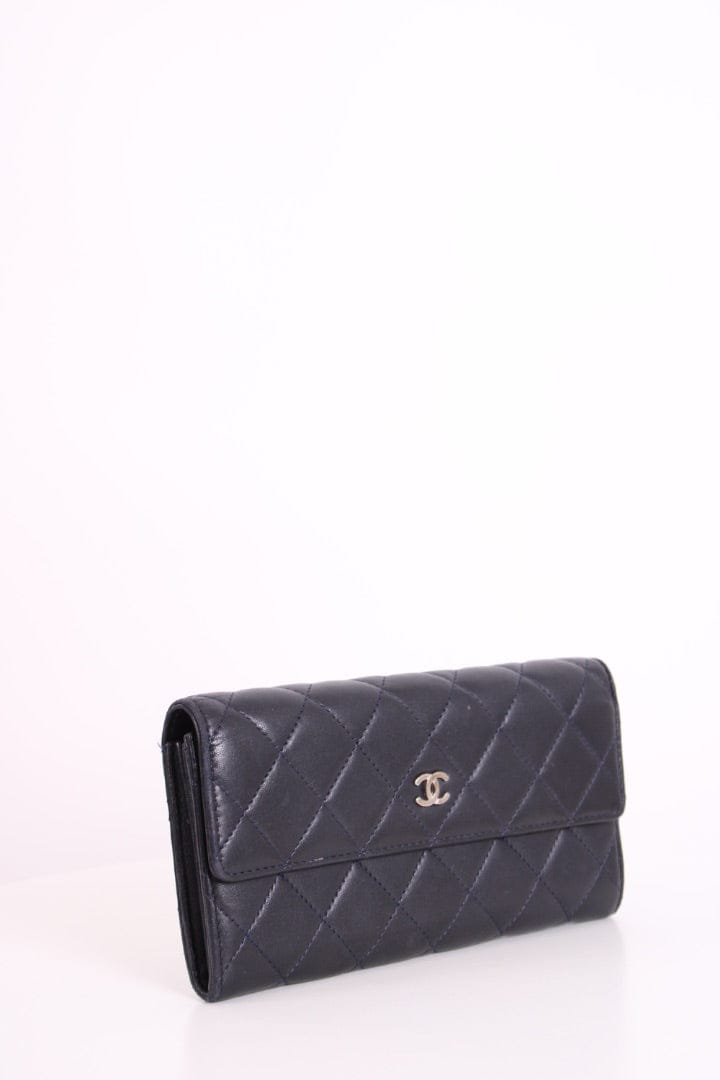 Chanel Chanel Lamb Skin long Purse Navy