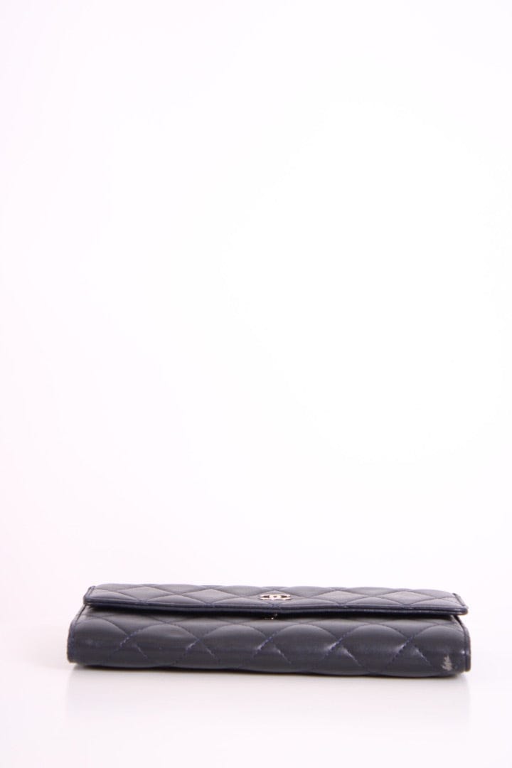 Chanel Chanel Lamb Skin long Purse Navy
