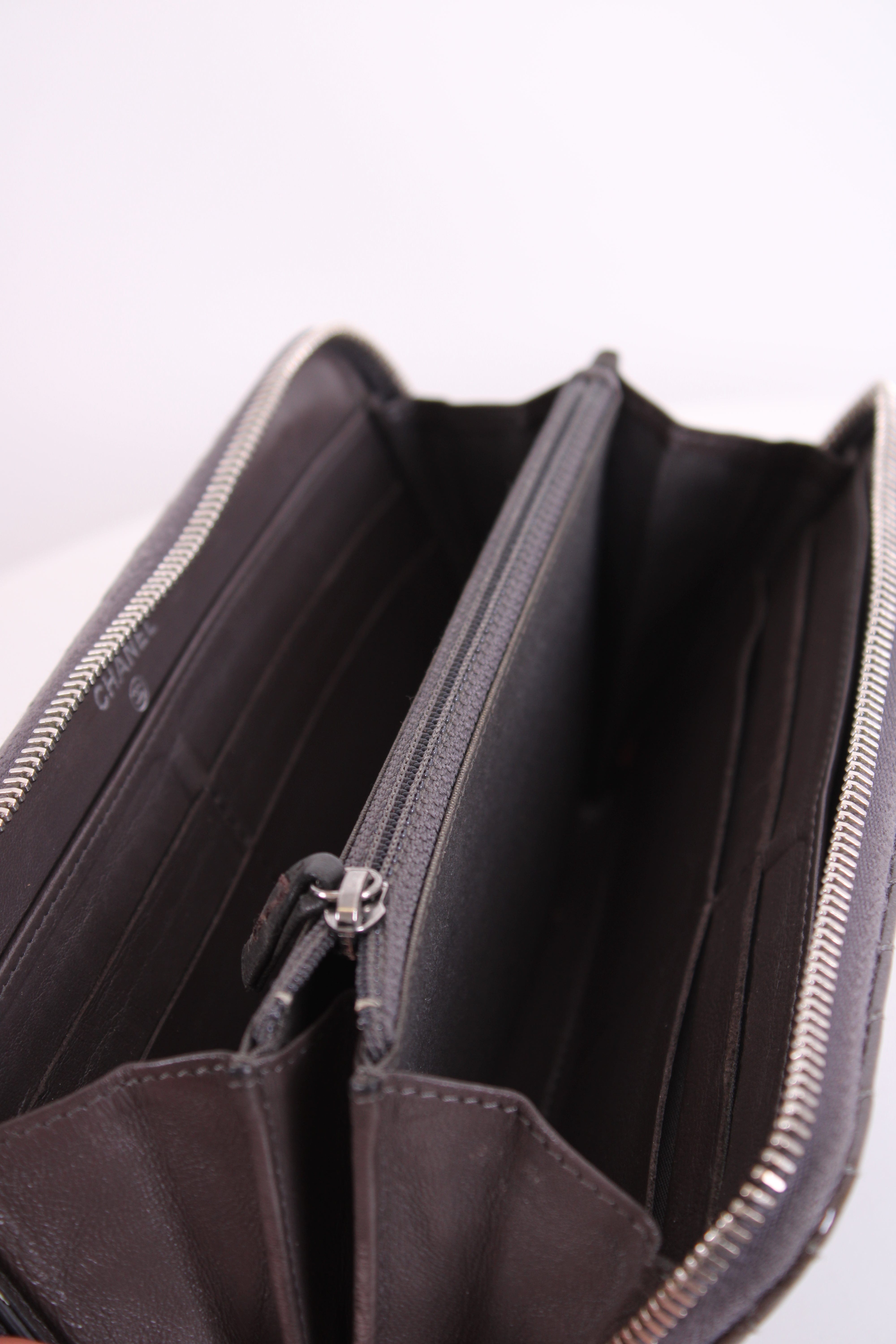 Chanel Chanel Patent Leather Quilted Purse Grey N