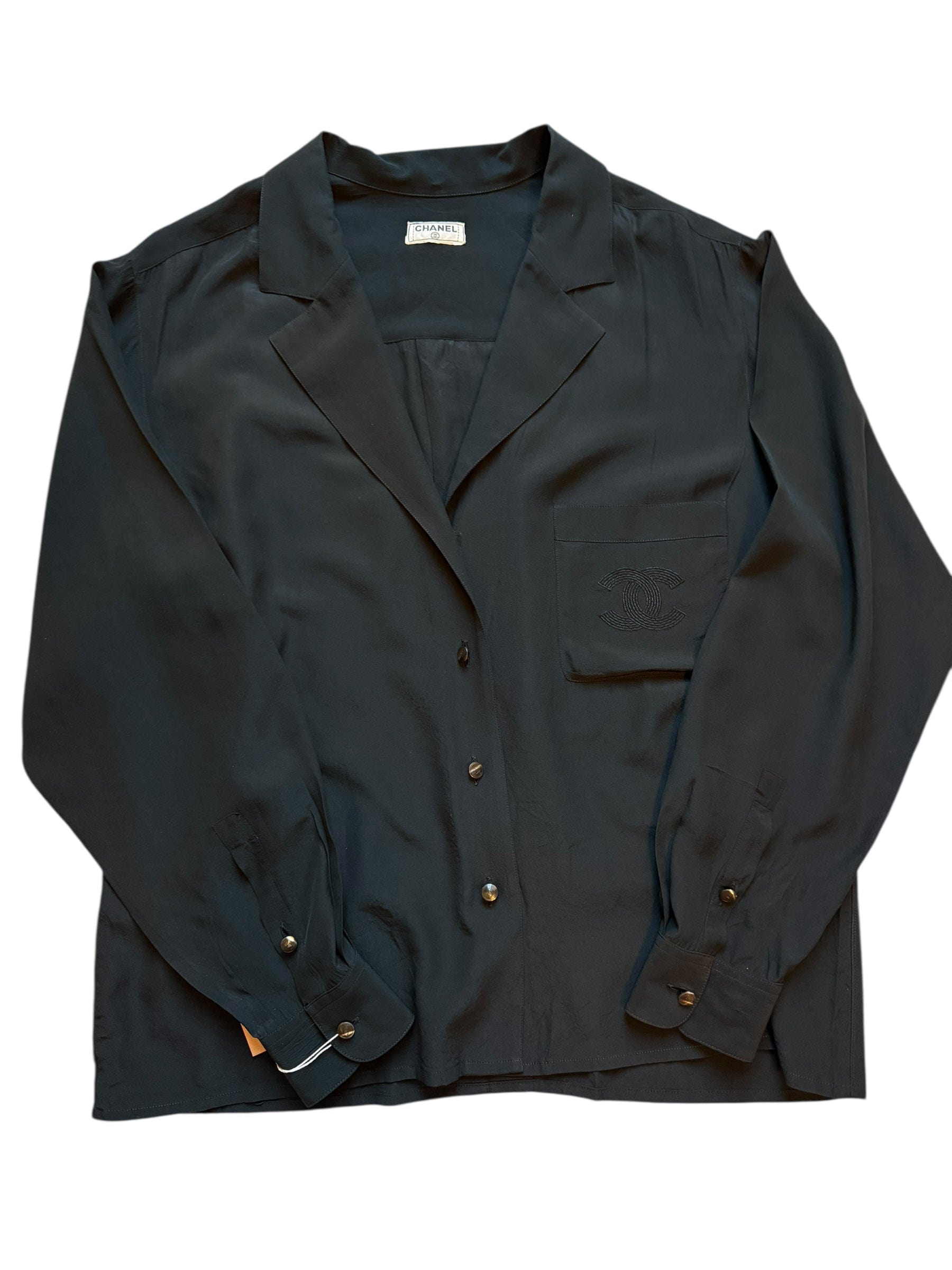 Chanel Black CC Blouse logo pocket DXBK0529
