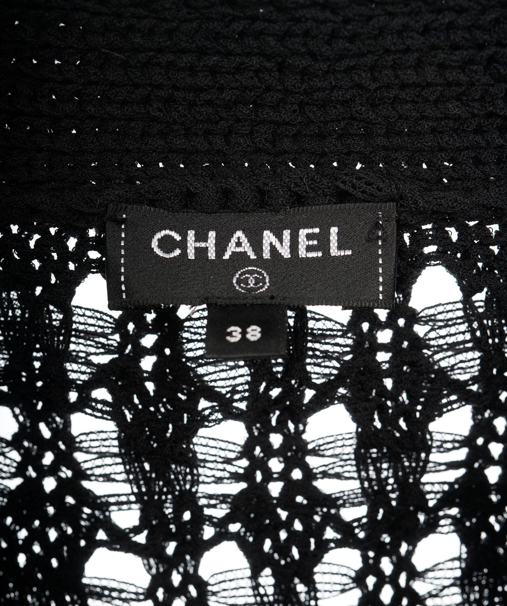 Chanel Cardigan long Chanel noir carrés FR38 P63006K48889 ALC1215