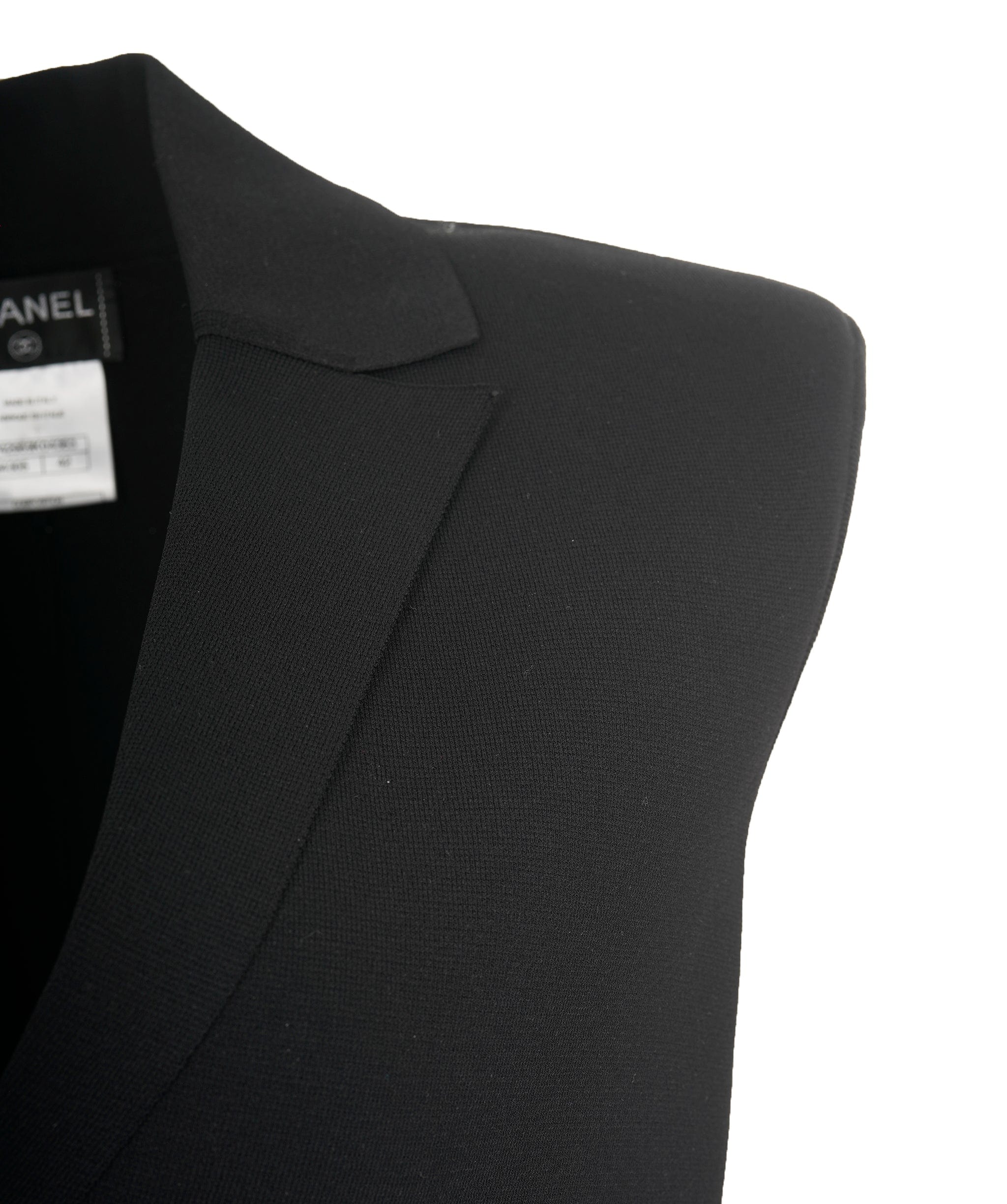 Chanel Chanel 12C Black Shoulder Pad Sleeveless Blazer ALC1905