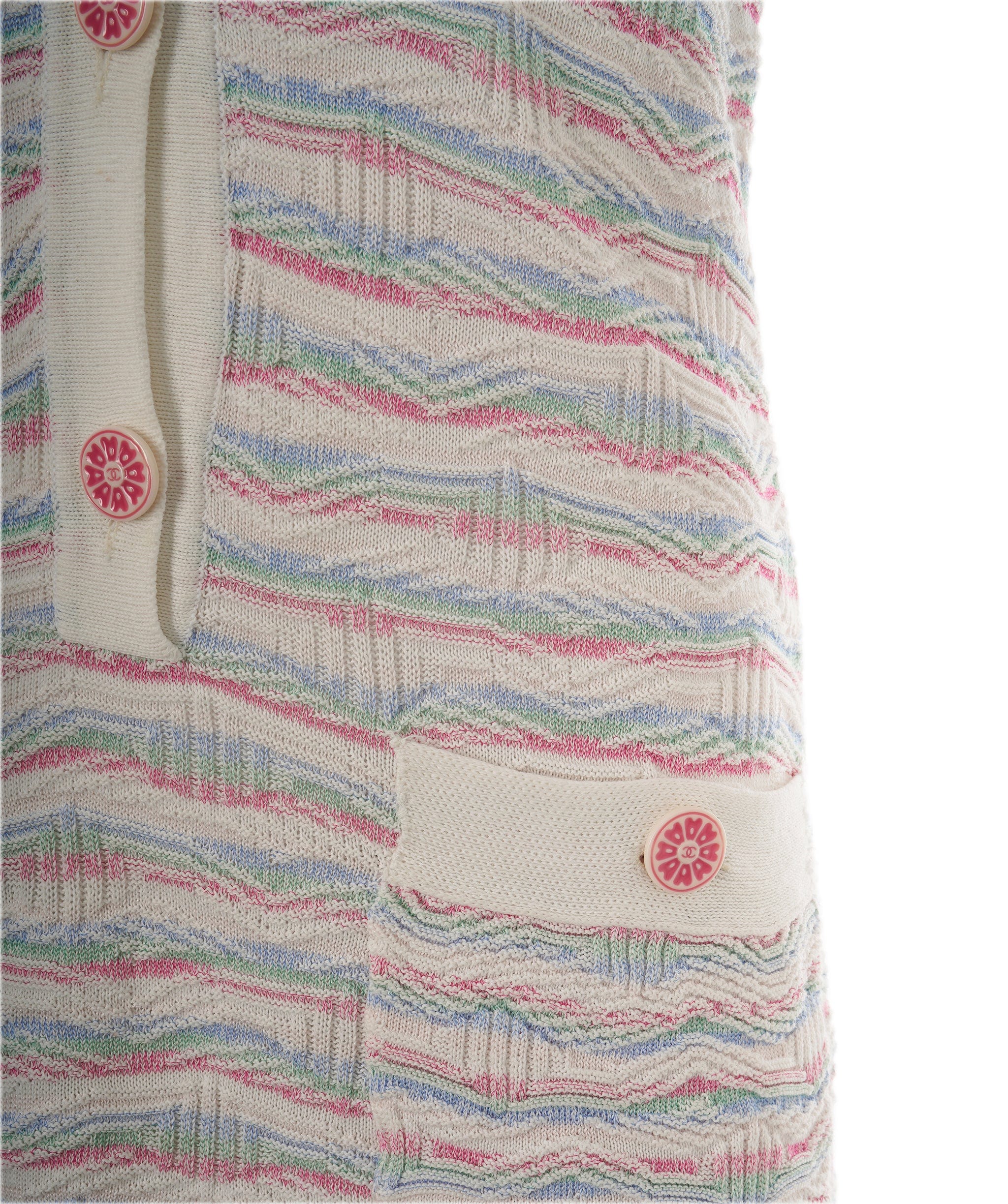 Chanel Chanel 16C Multicolour Cotton Button Short Sleeve Stripe Dress ALC1833