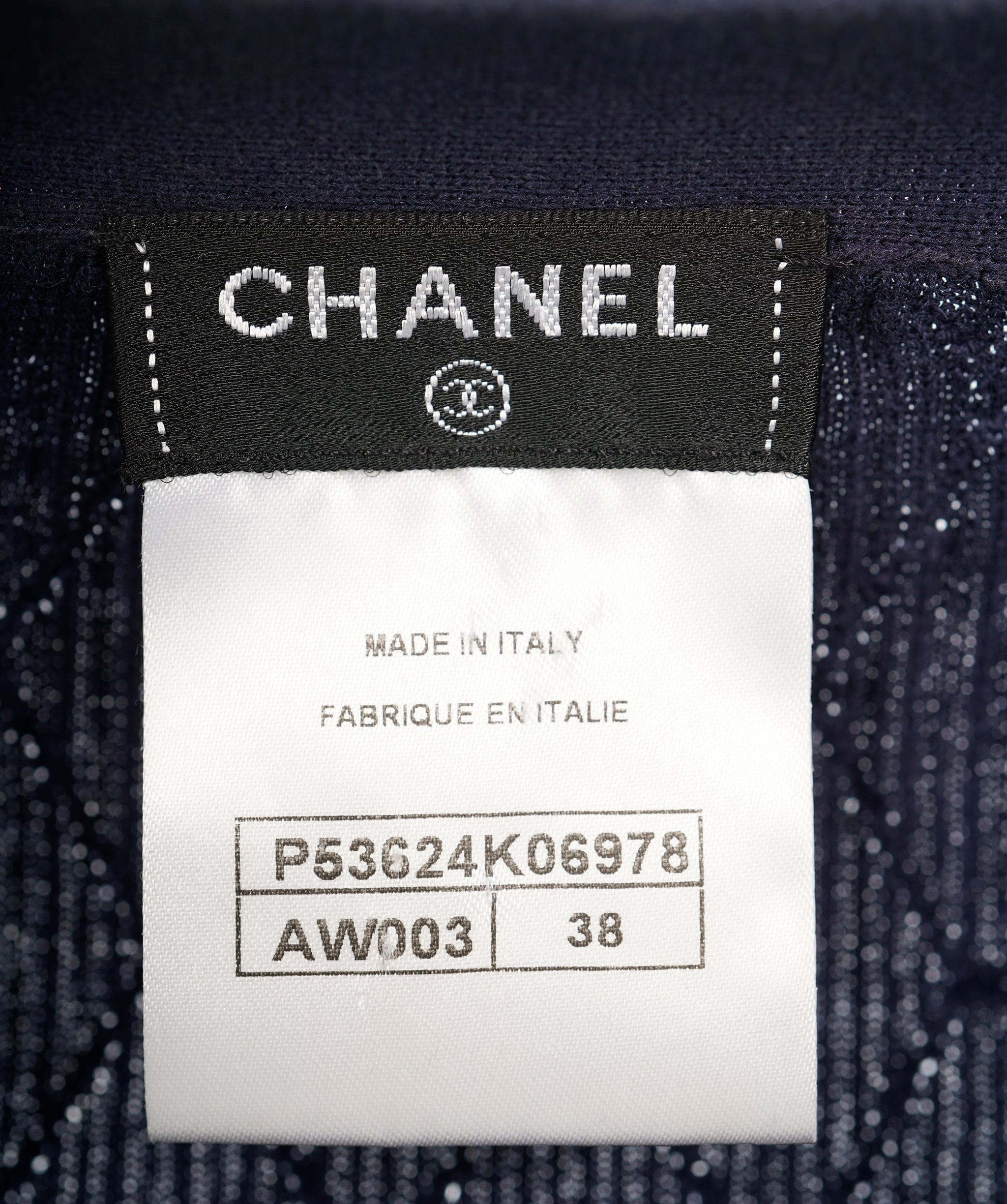 Chanel Chanel 17 Navy Cotton Pointelle CC Button Long Sleeve Cardigan 38 ALL0849