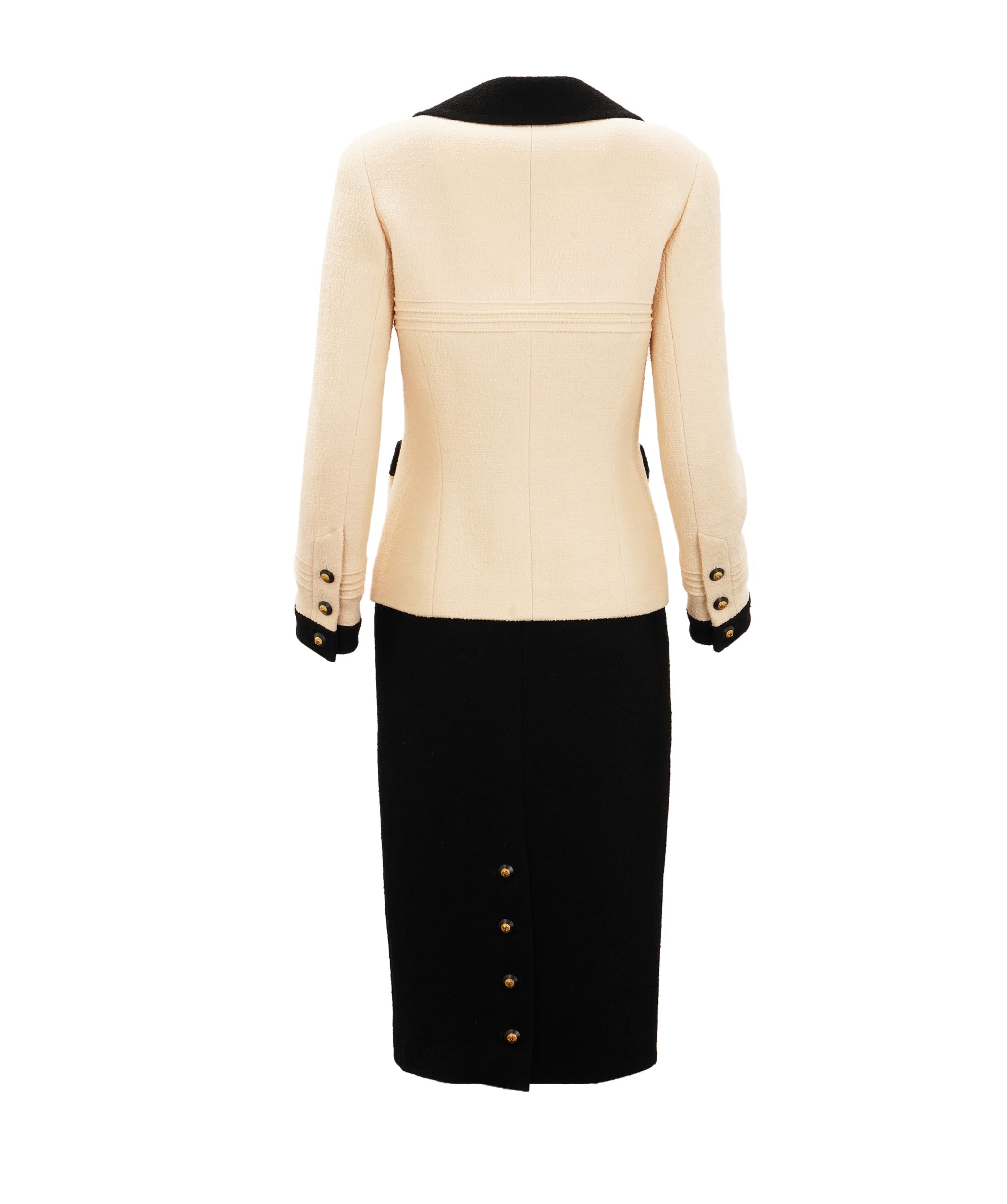Chanel Chanel 1993 Autumn Black And Cream Tweed Skirt Suit Size 40 ALTC1004