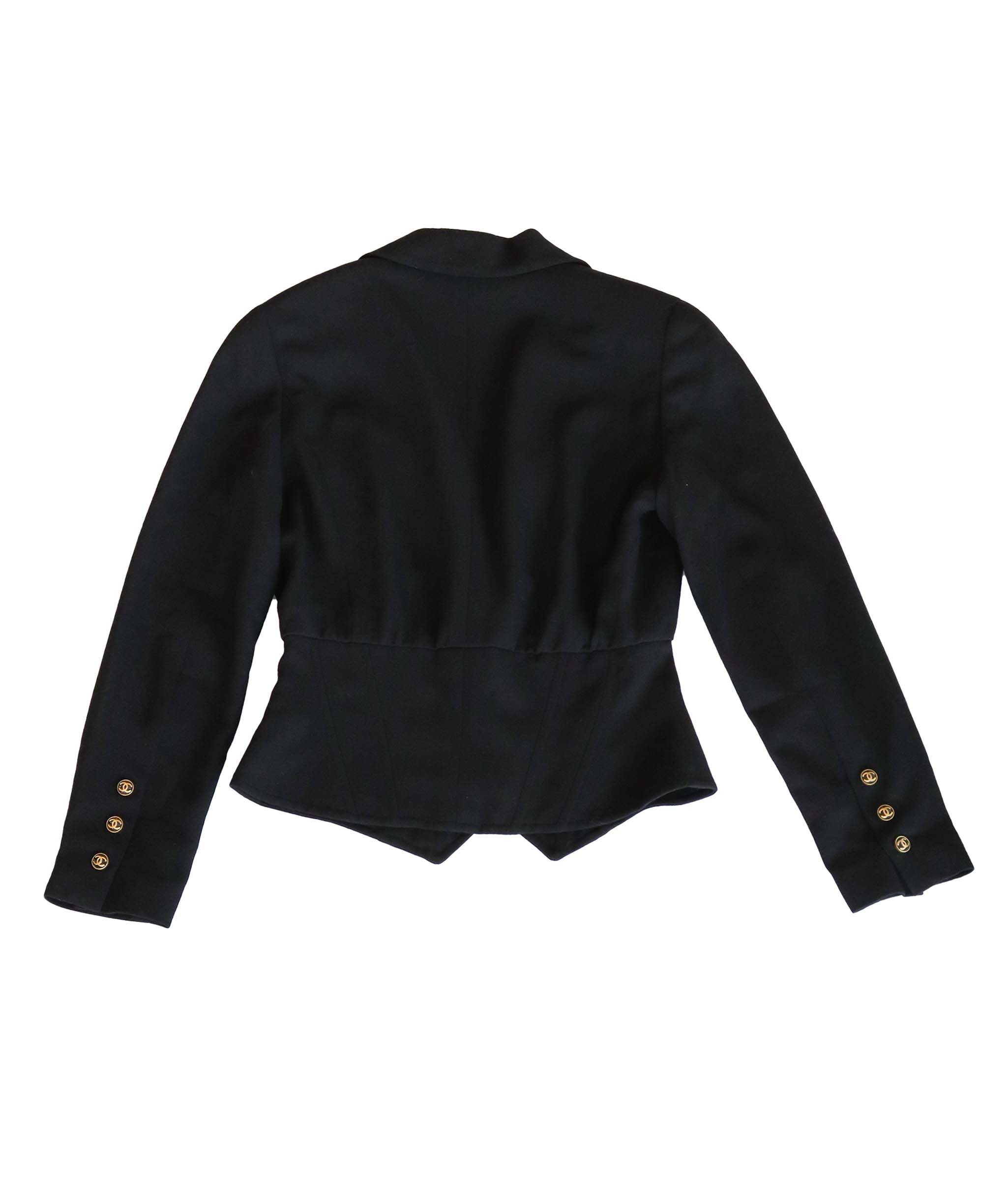 Chanel Chanel 1994 Cropped Jacket Black Gold Button DXBK0095