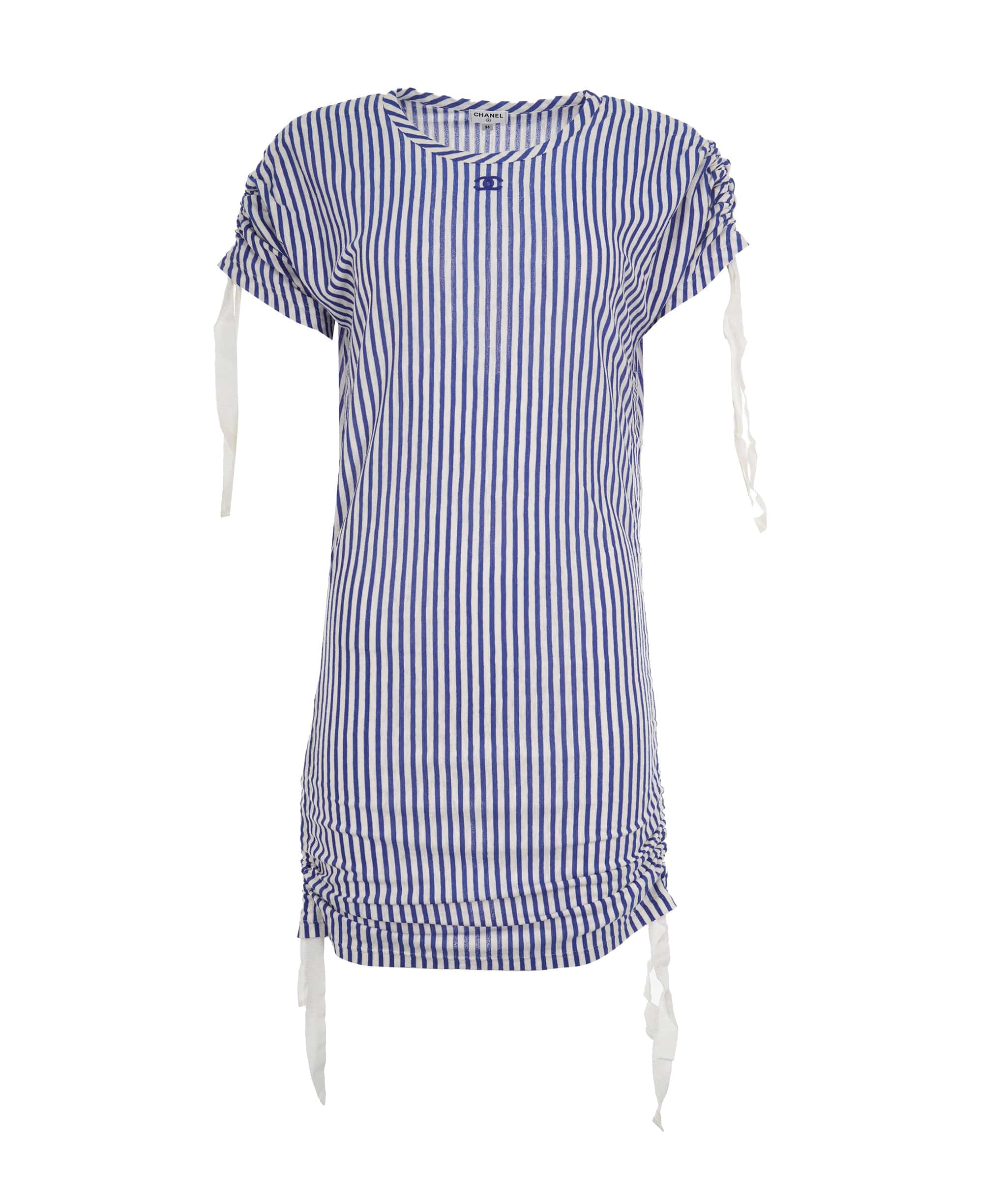 Chanel Chanel 19C La Pausa Blue Striped CC Rushed T-Shirt Dress ALC1858