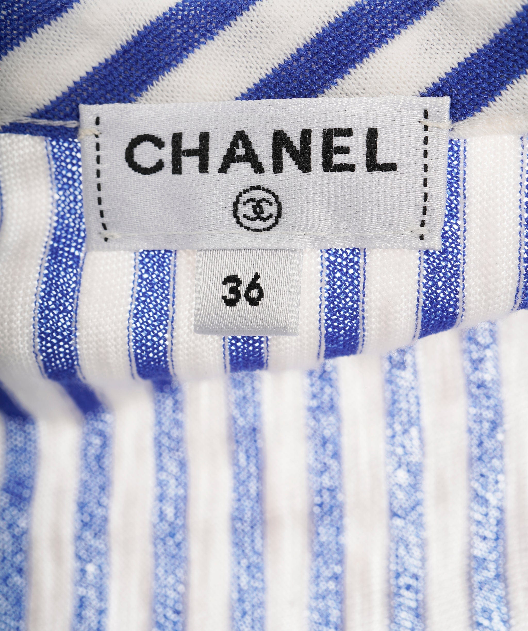 Chanel Chanel 19C La Pausa Blue Striped CC Rushed T-Shirt Dress ALC1858