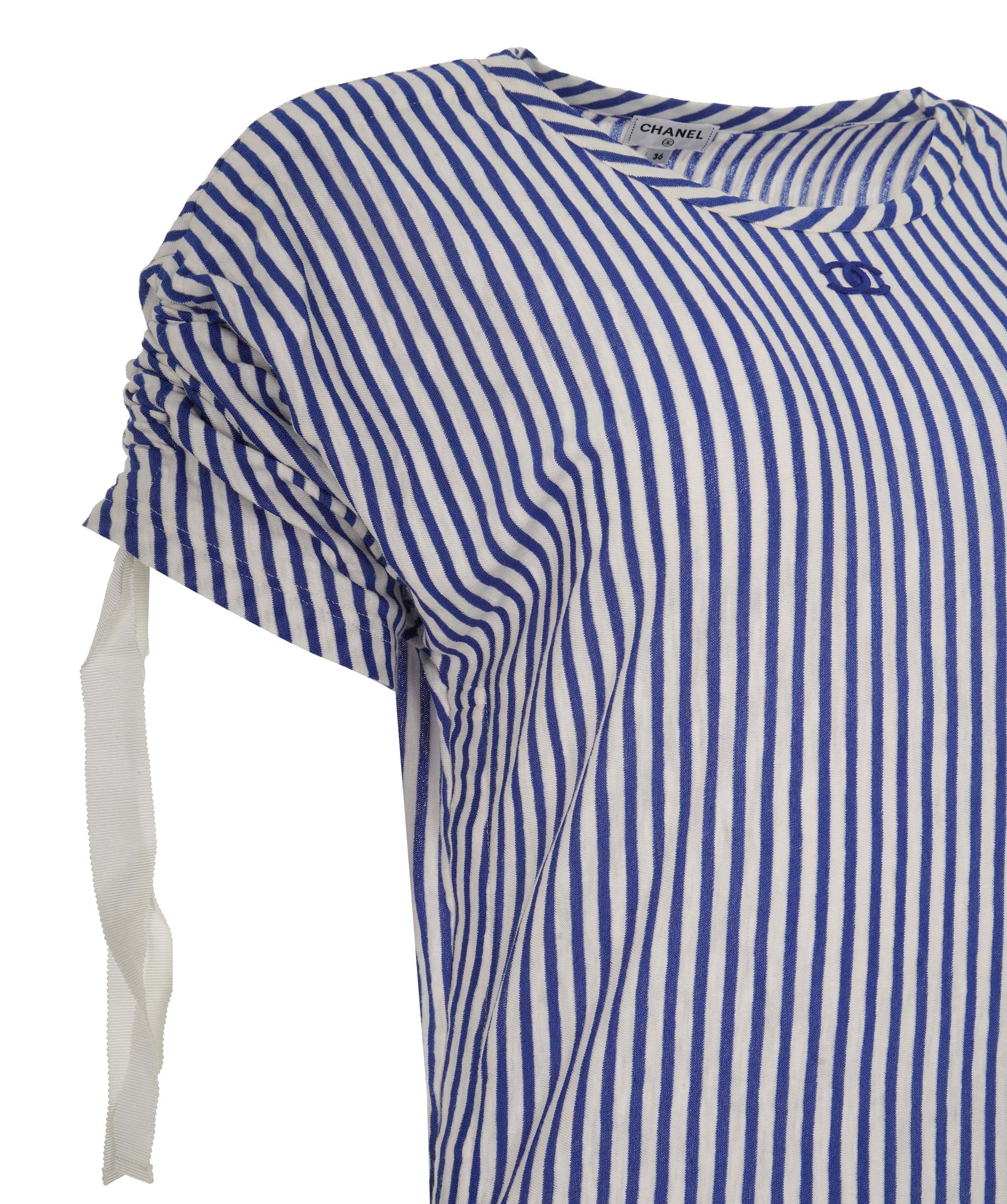 Chanel Chanel 19C La Pausa Blue Striped CC Rushed T-Shirt Dress ALC1858