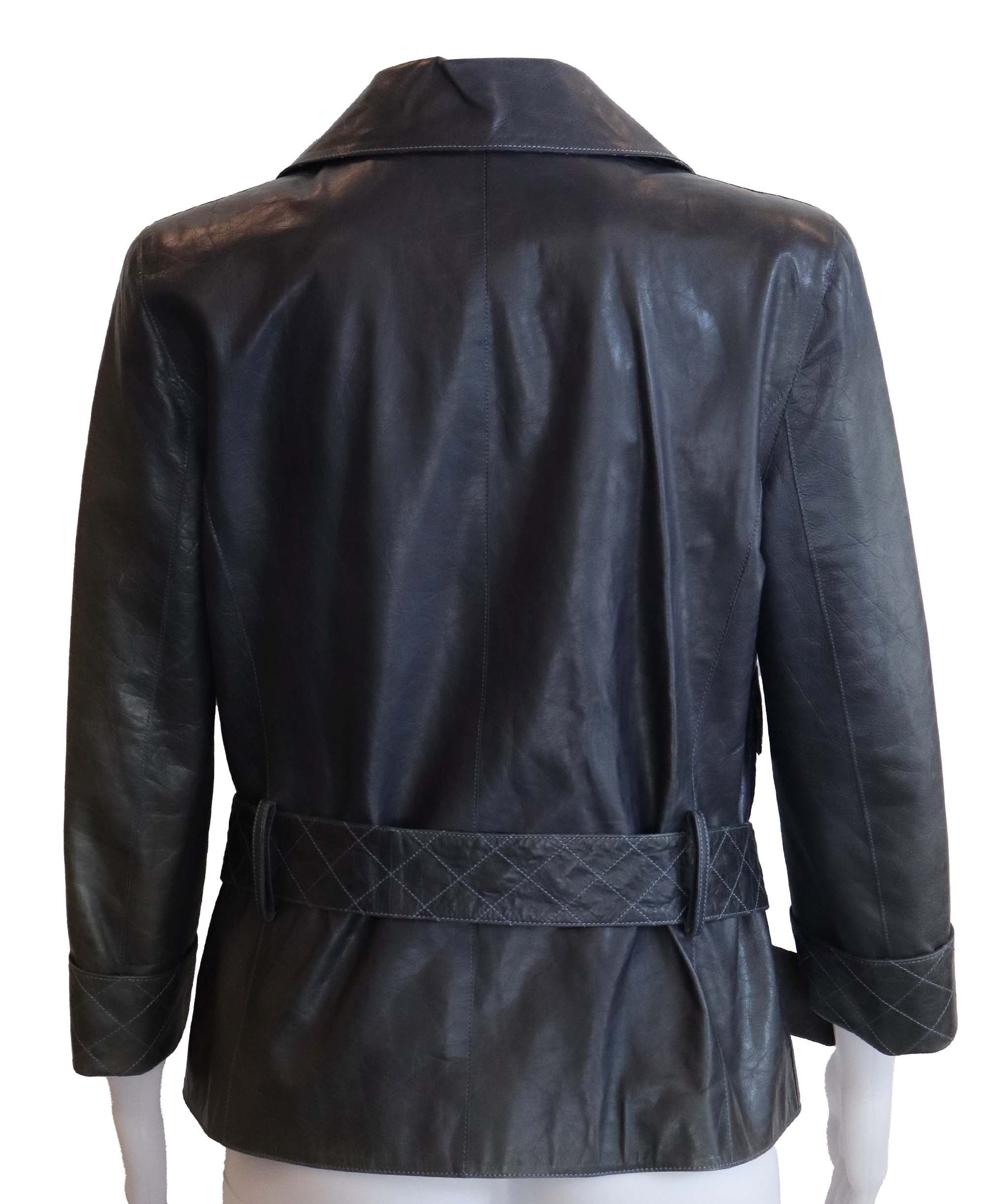 Chanel Chanel 2006P Navy Aged Leather Blazer