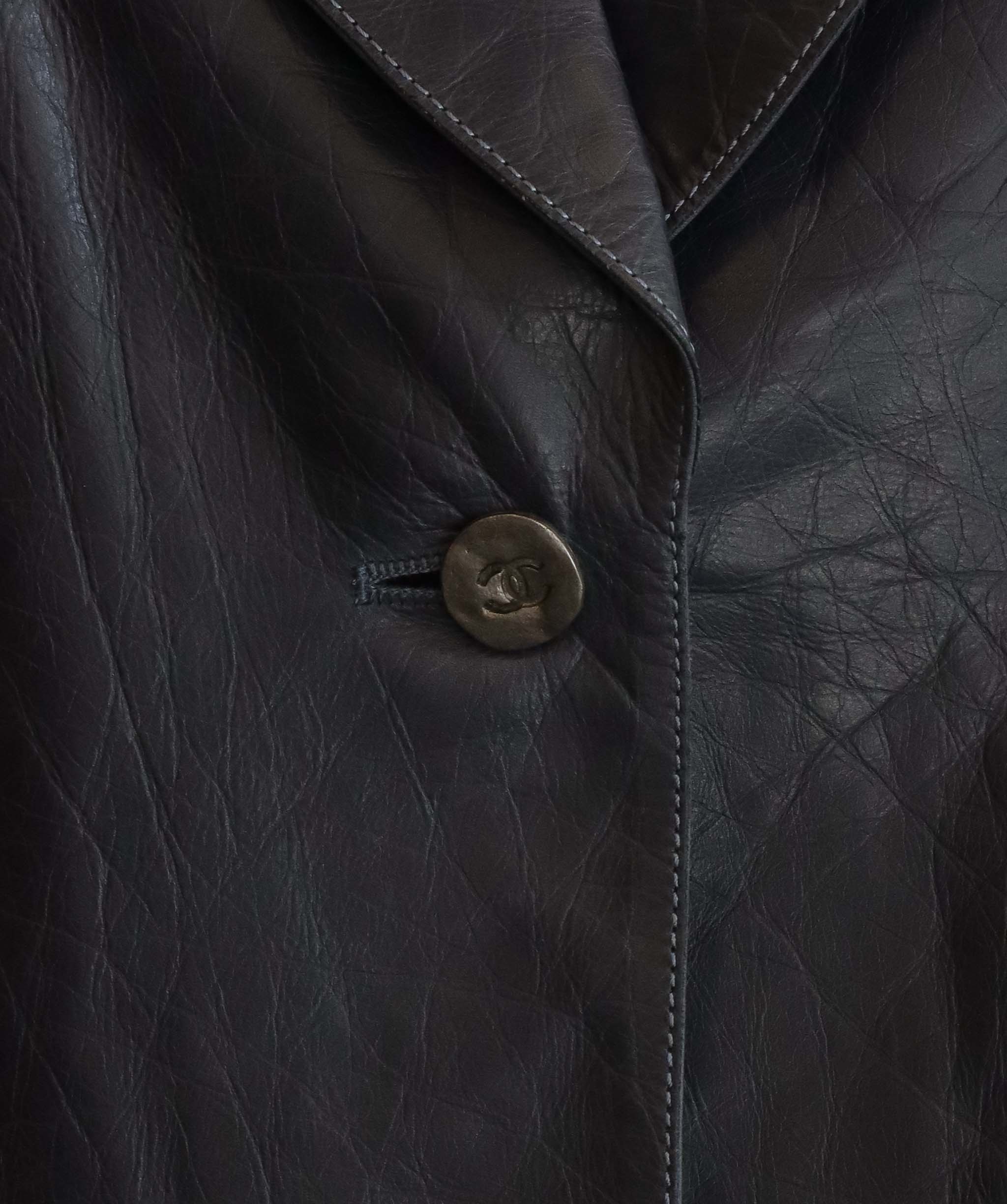 Chanel Chanel 2006P Navy Aged Leather Blazer