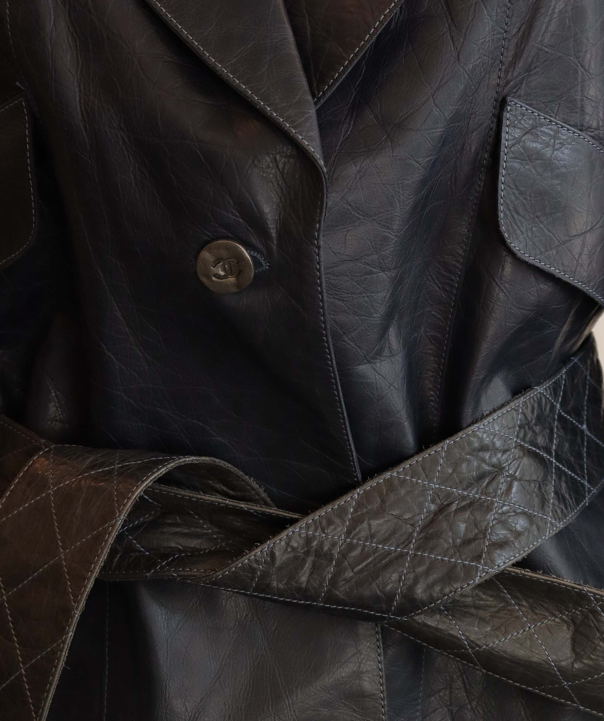 Chanel Chanel 2006P Navy Aged Leather Blazer