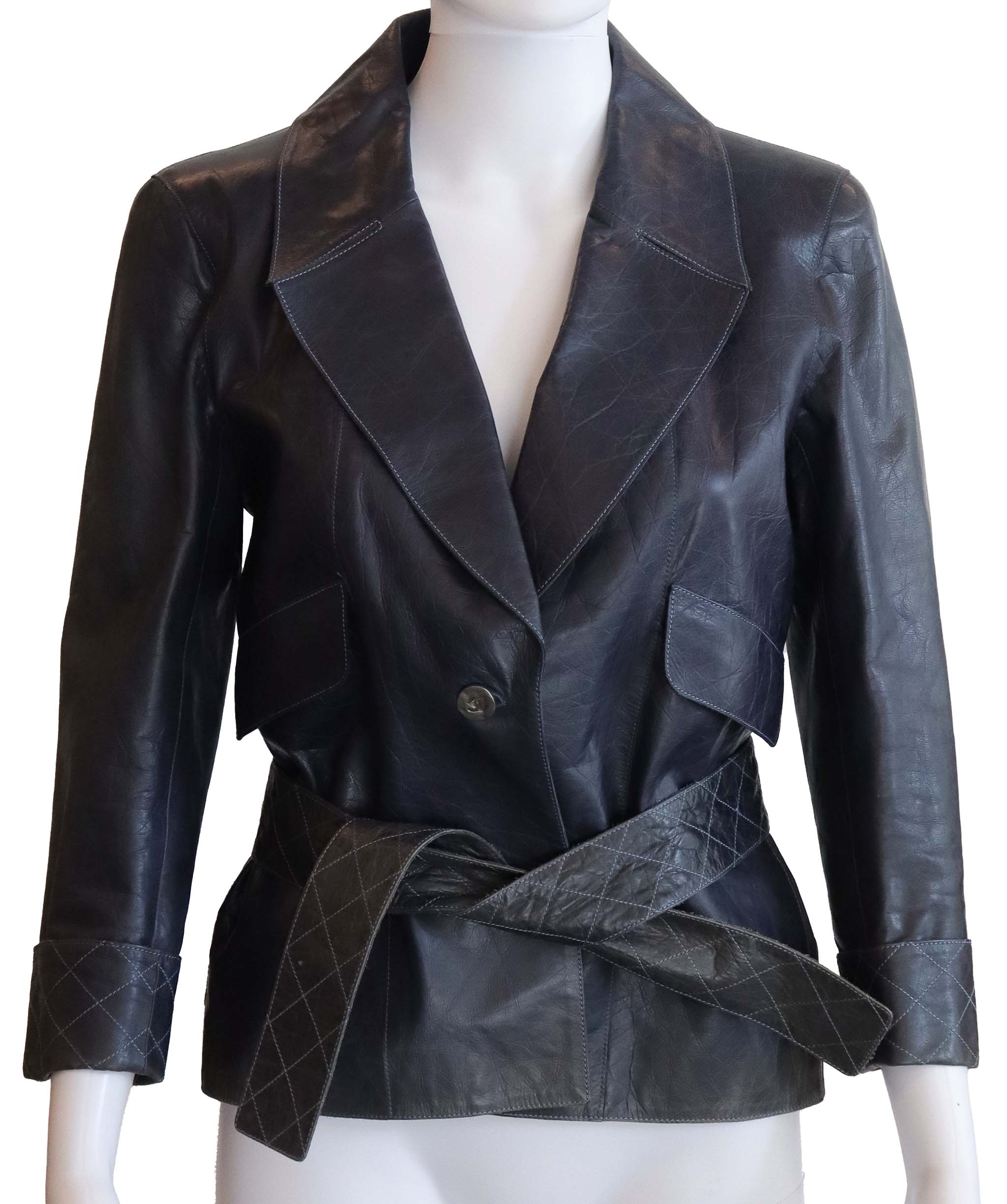 Chanel Chanel 2006P Navy Aged Leather Blazer